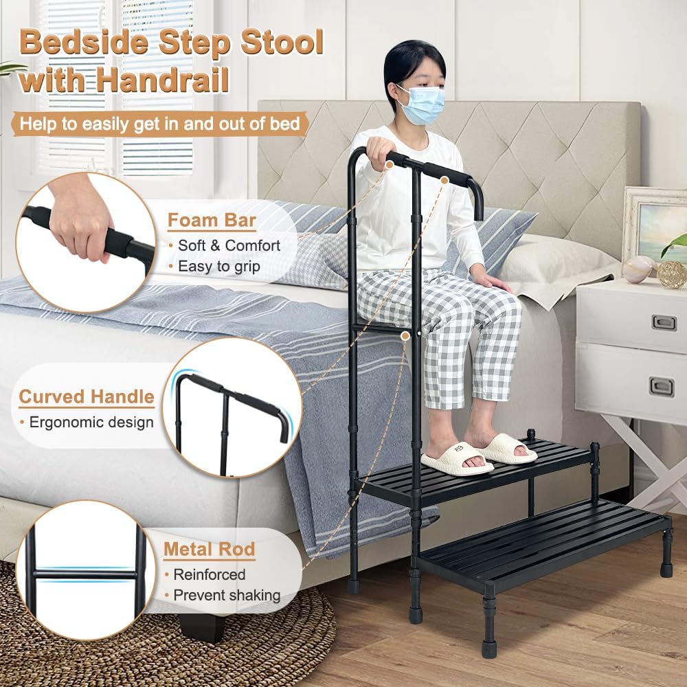 Sgabello da Letto con Maniglia per Anziani e Disabili - immagine 3