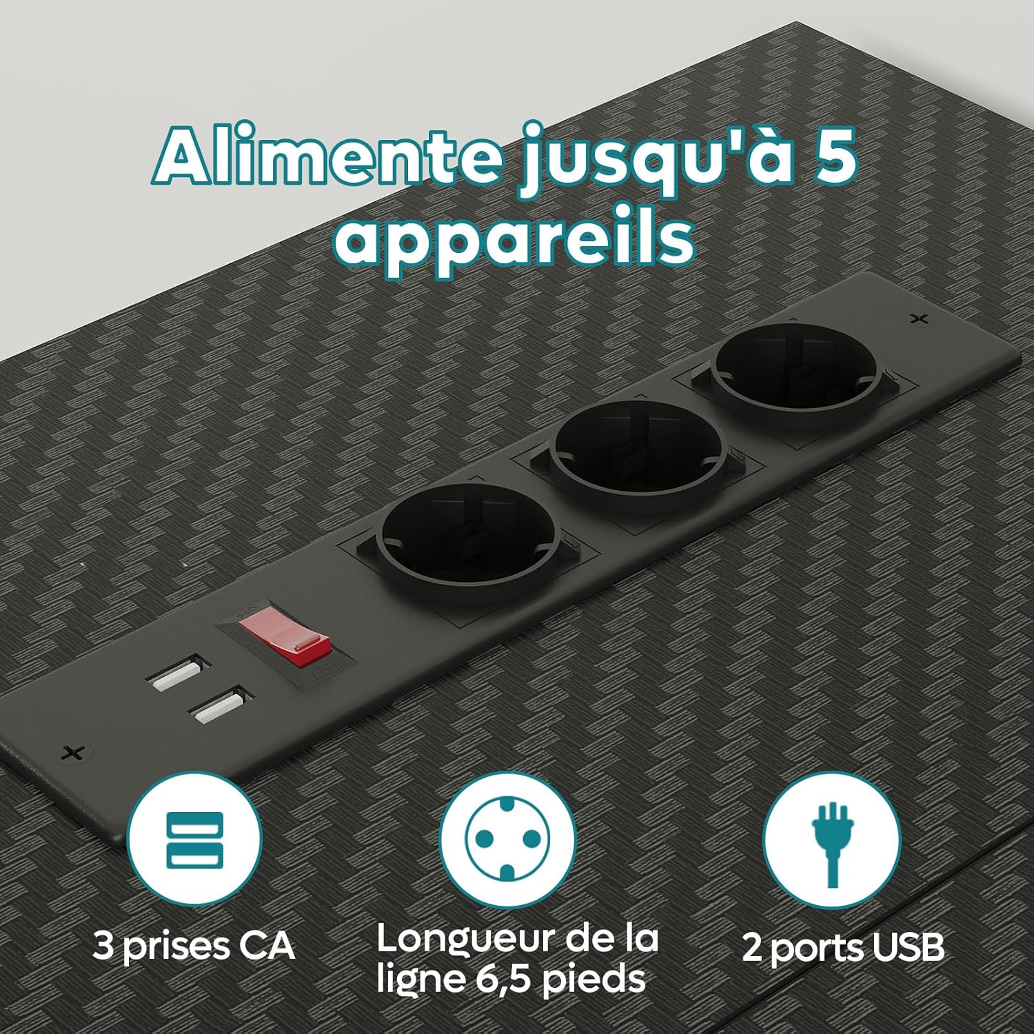 Bestier Scrivania a L con Prese e Luci LED - immagine 6