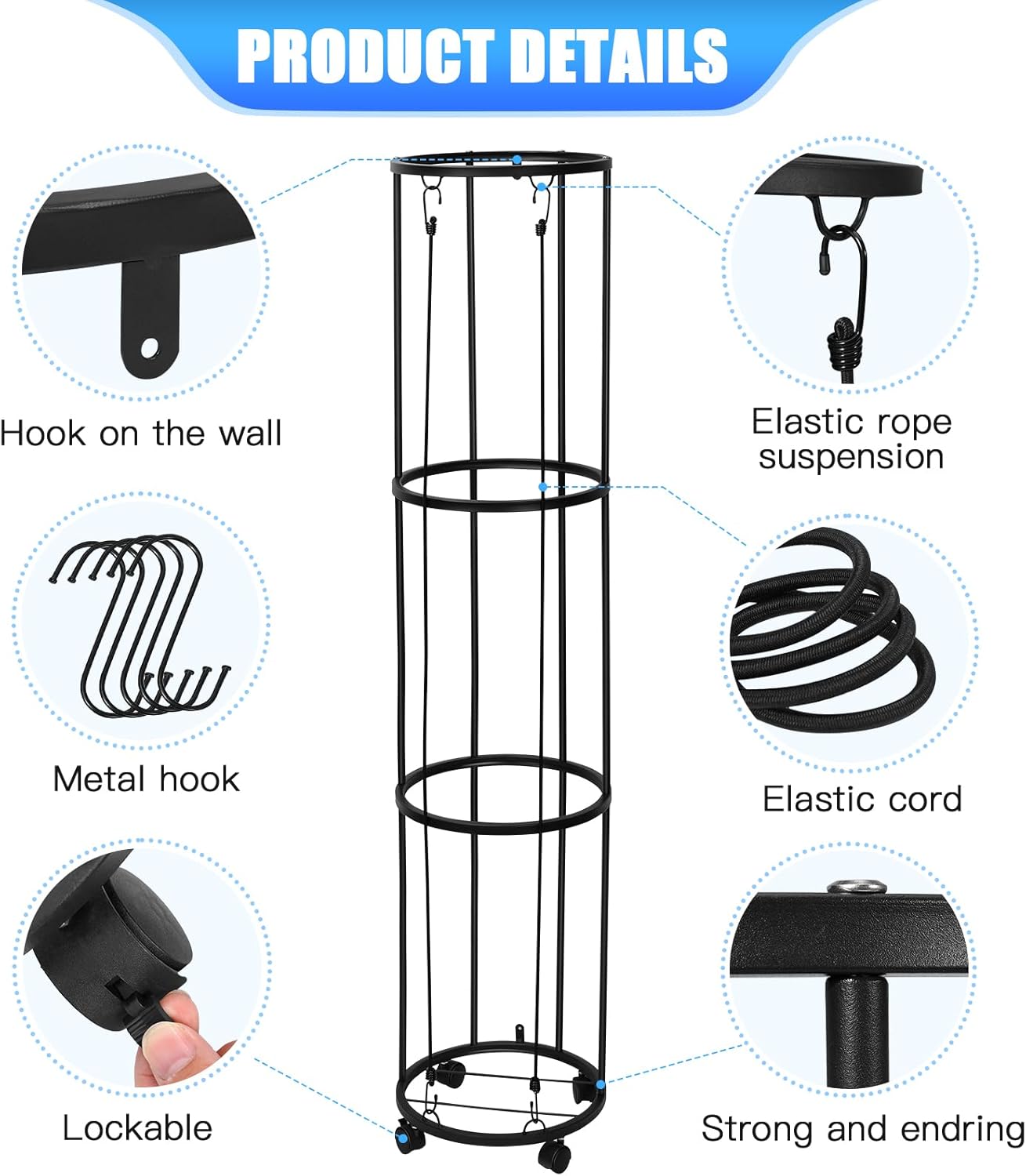 homdat Rastrelliera Verticale 3 Livelli per Palloni - immagine 3