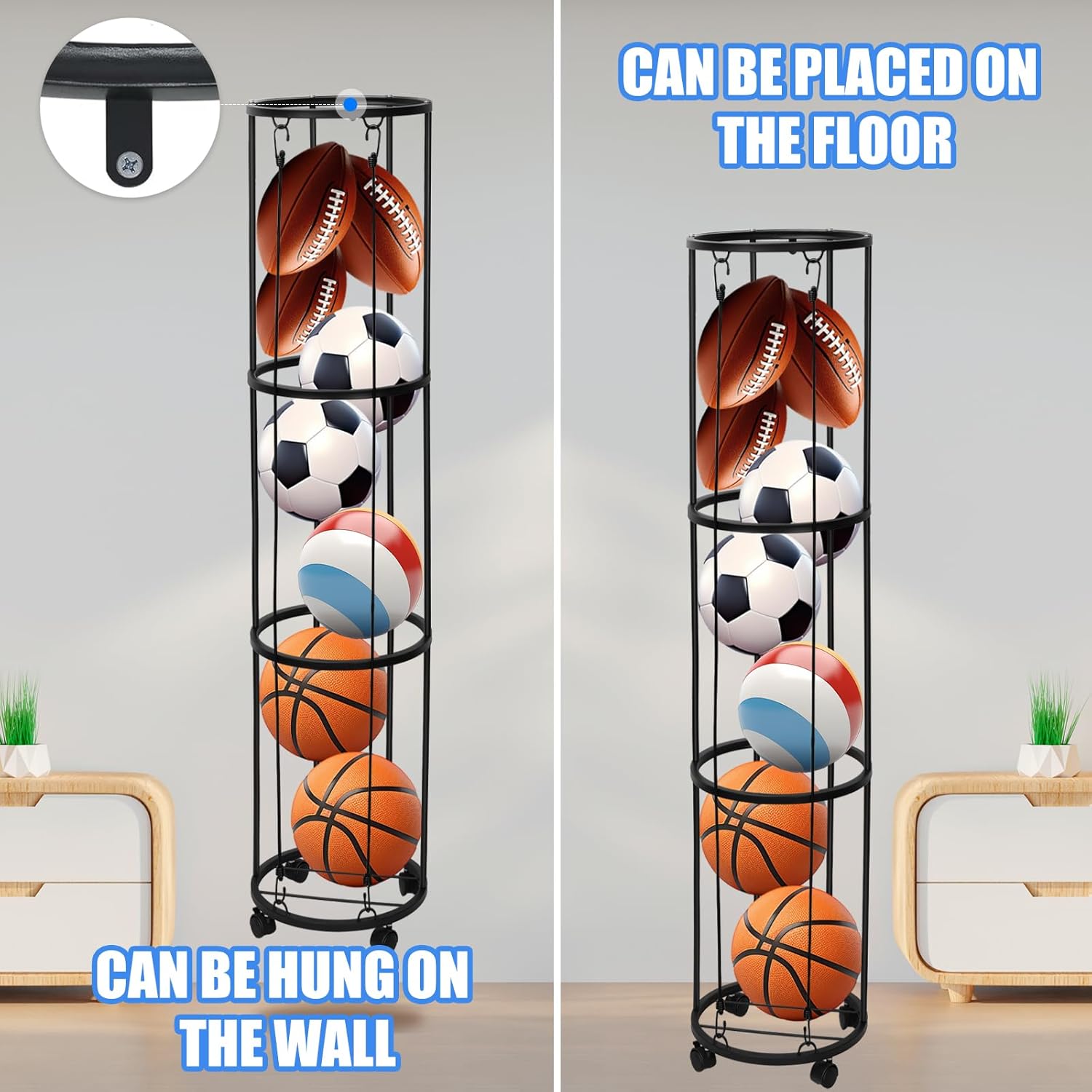 homdat Rastrelliera Verticale 3 Livelli per Palloni - immagine 6