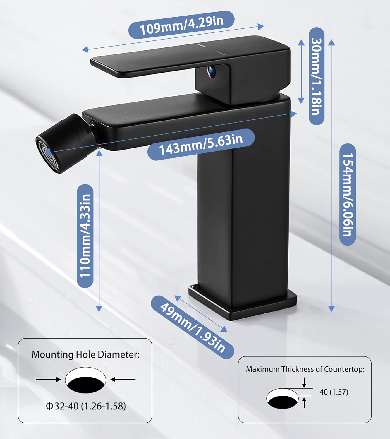 Coleniny Rubinetto Bidet Nero Monocomando in Ottone - immagine 6