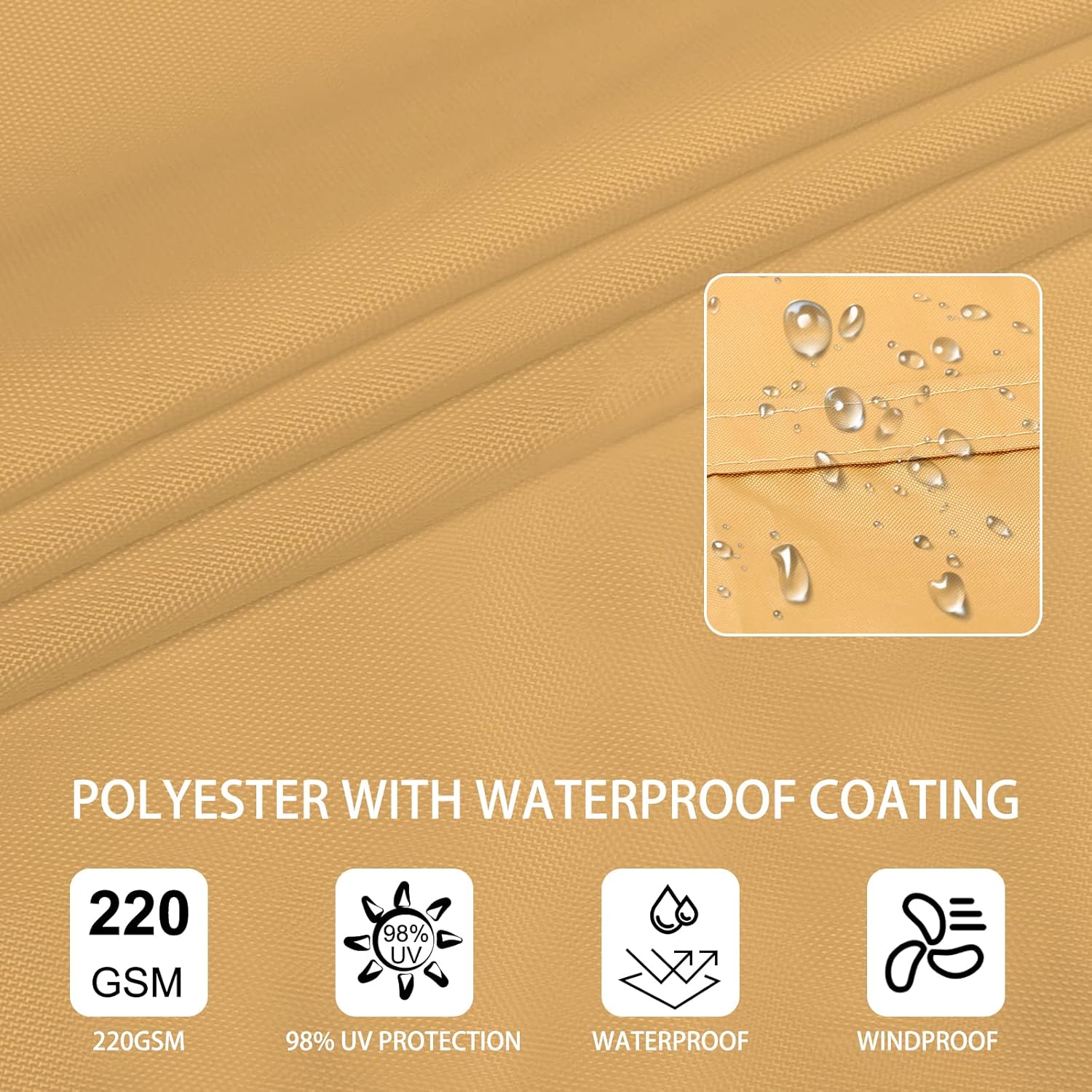 Ankuka Vela Ombreggiante Rettangolare 3x5m, Sabbia - immagine 3