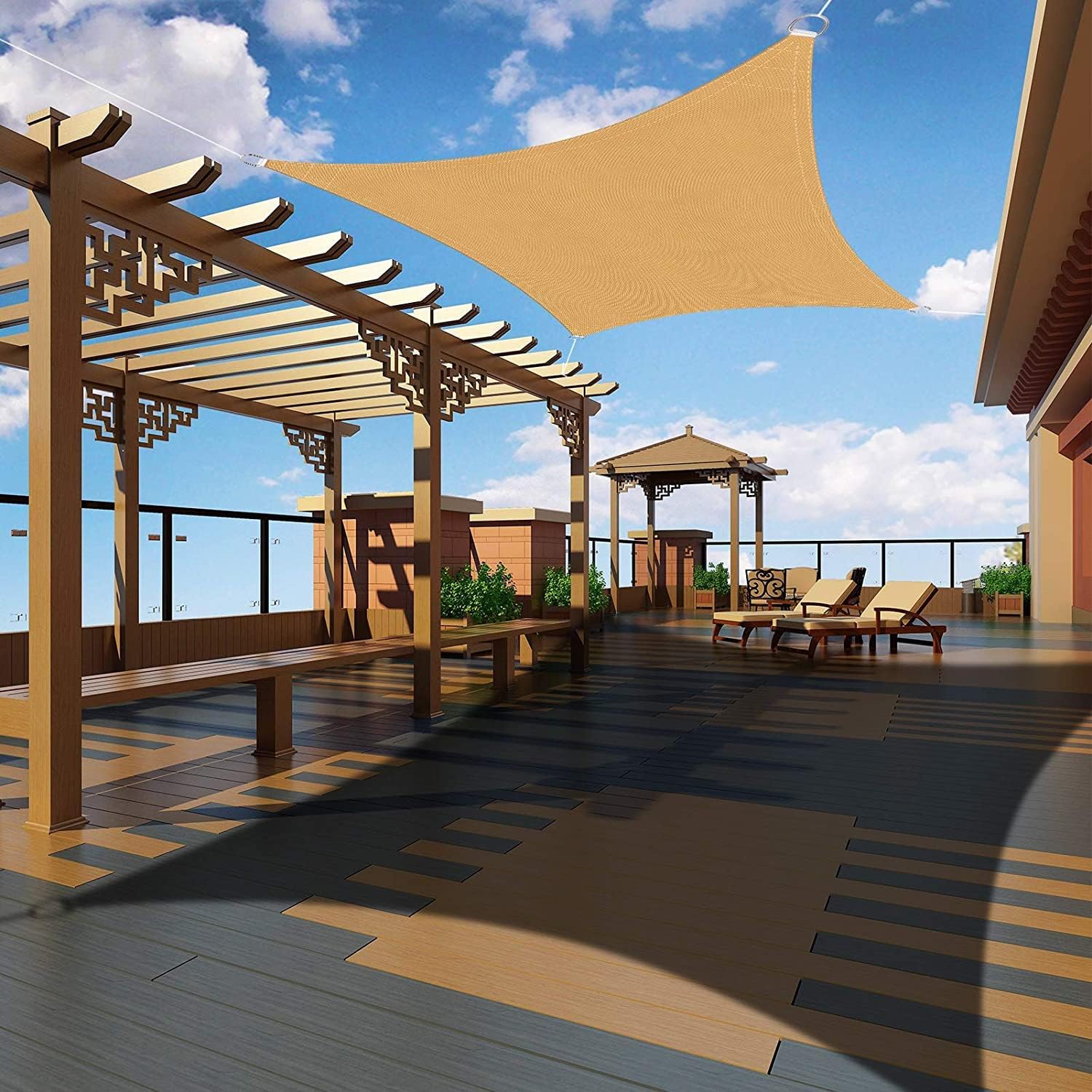 Ankuka Vela Ombreggiante Rettangolare 3x5m, Sabbia - immagine 6