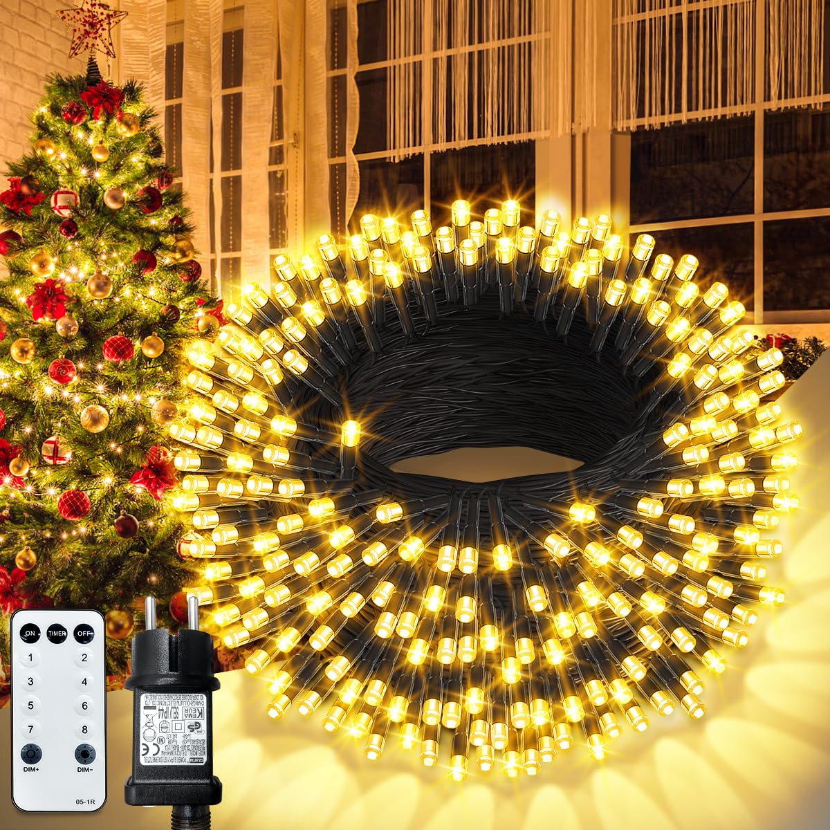 Cgn Luci Natale Esterno 105M 1000 LED con Telecomando