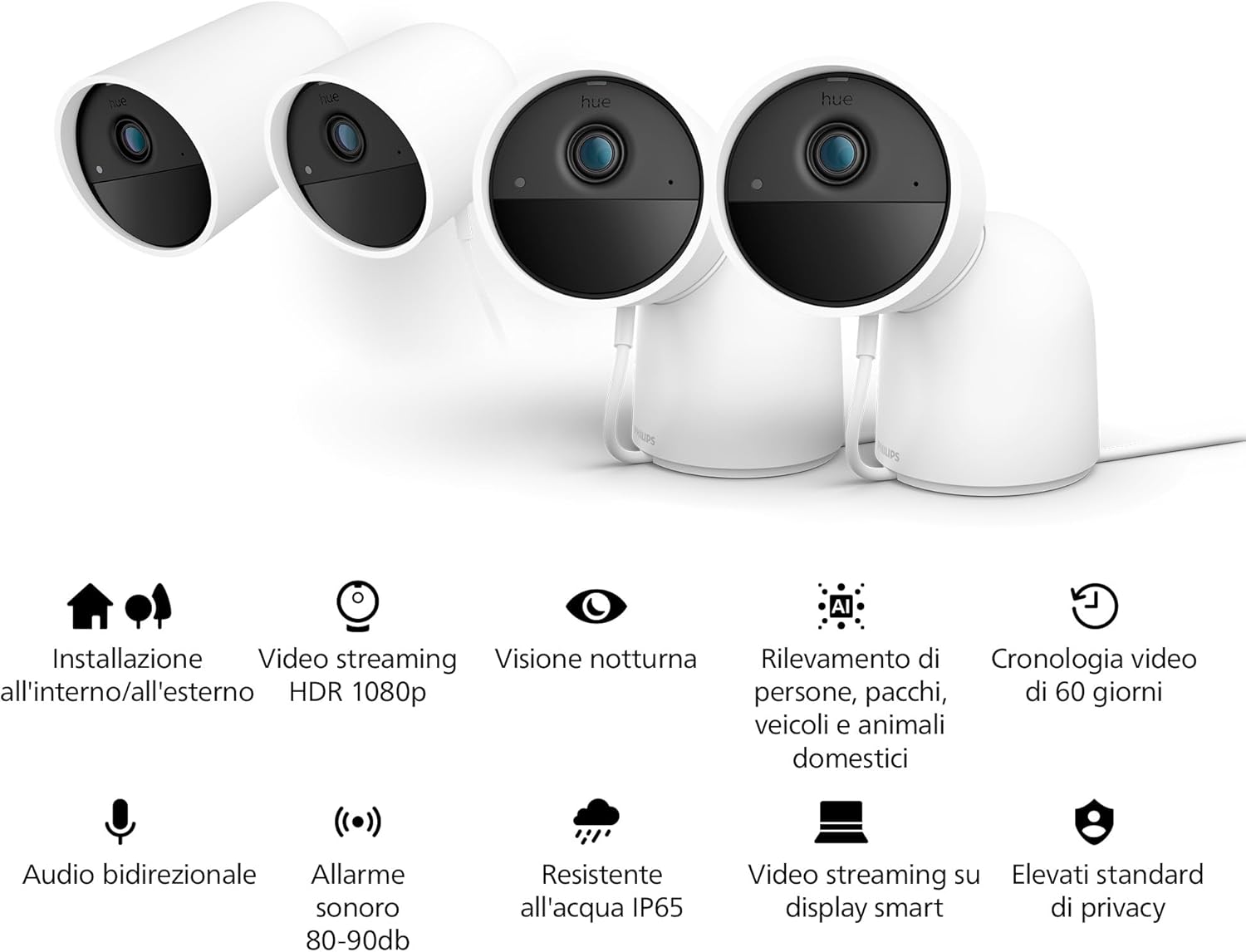 Philips Hue Secure - Telecamera di Sicurezza HD 1080p, Bianco - immagine 3