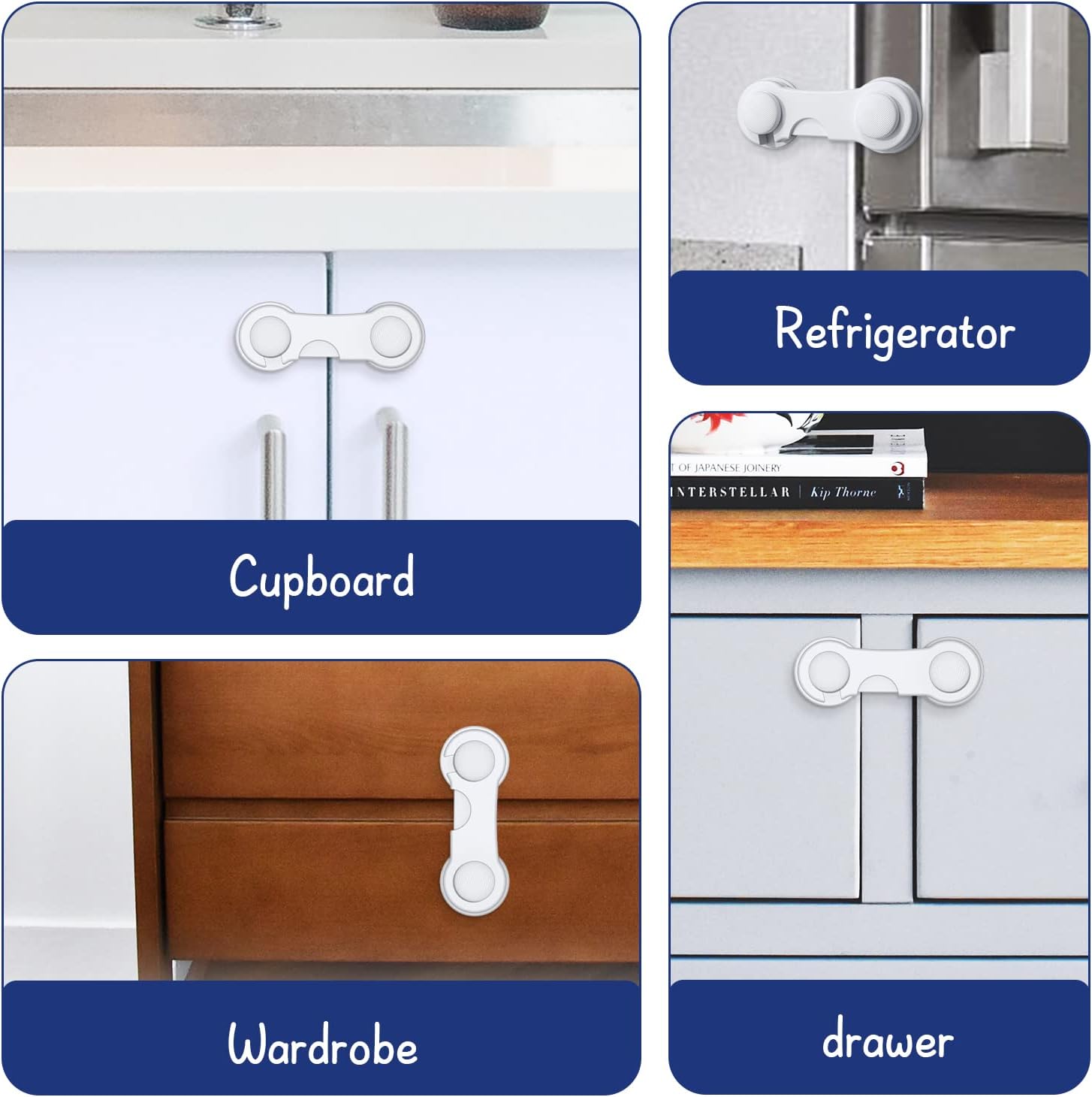 Blocca Cassetti per Bambini 12 Pezzi - Sicurezza con Adesivo - immagine 2