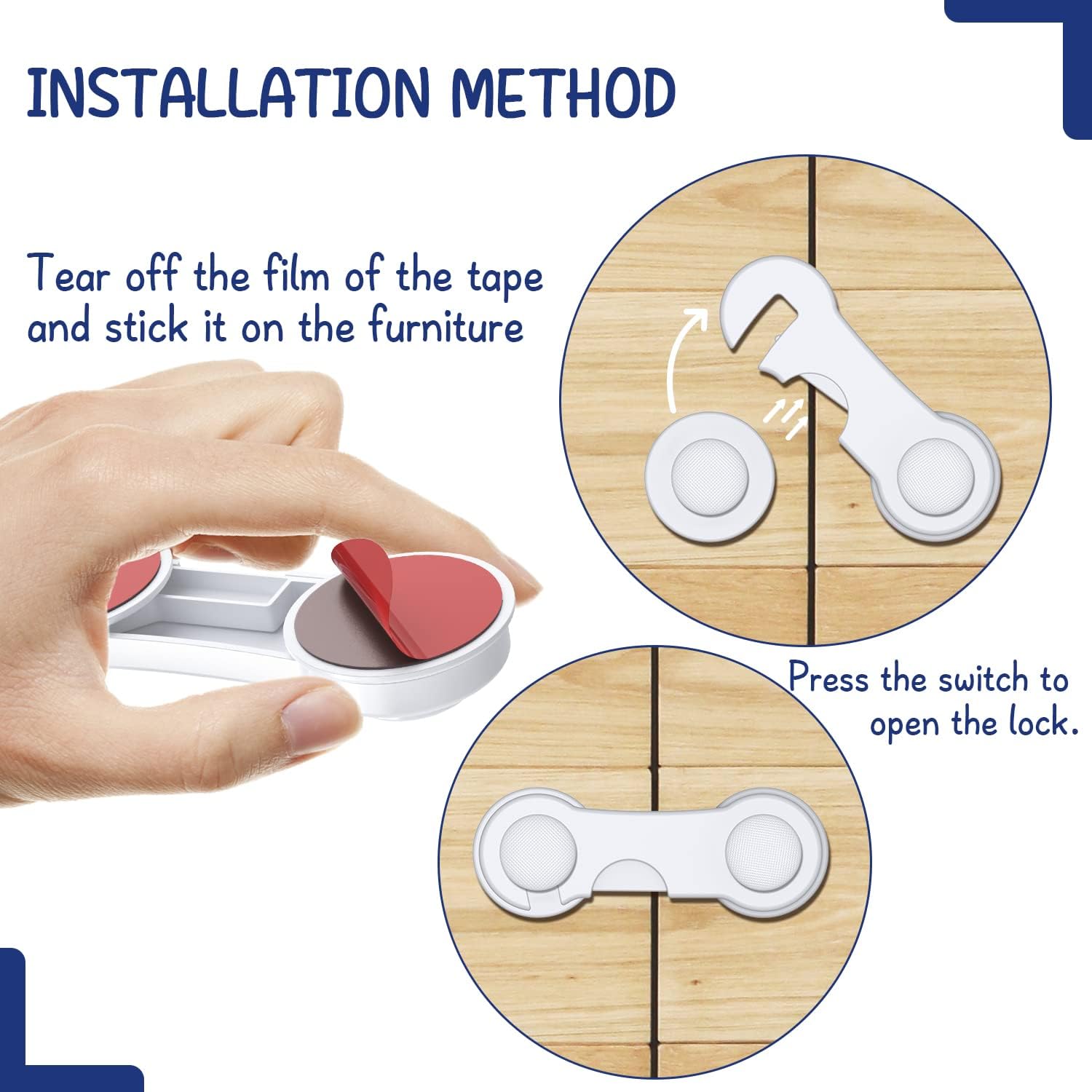 Blocca Cassetti per Bambini 12 Pezzi - Sicurezza con Adesivo - immagine 4