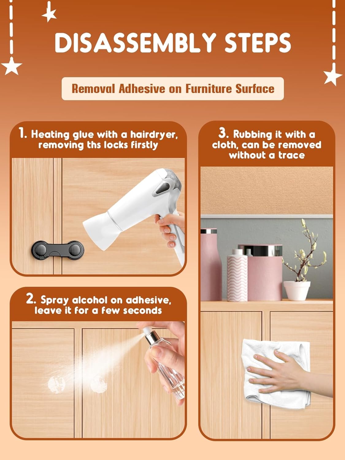 Blocca Cassetti per Bambini 12 Pezzi - Sicurezza con Adesivo - immagine 5