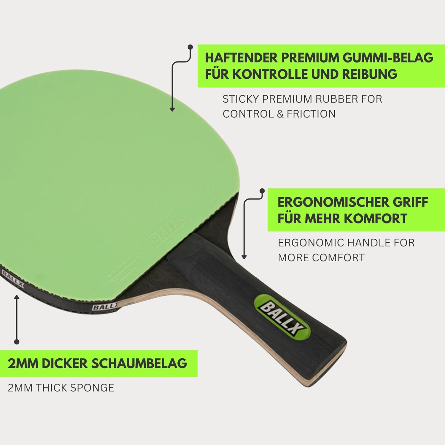 Ballx Pro Carbon - Racchetta da Ping Pong AeroSpin 6000 - immagine 5