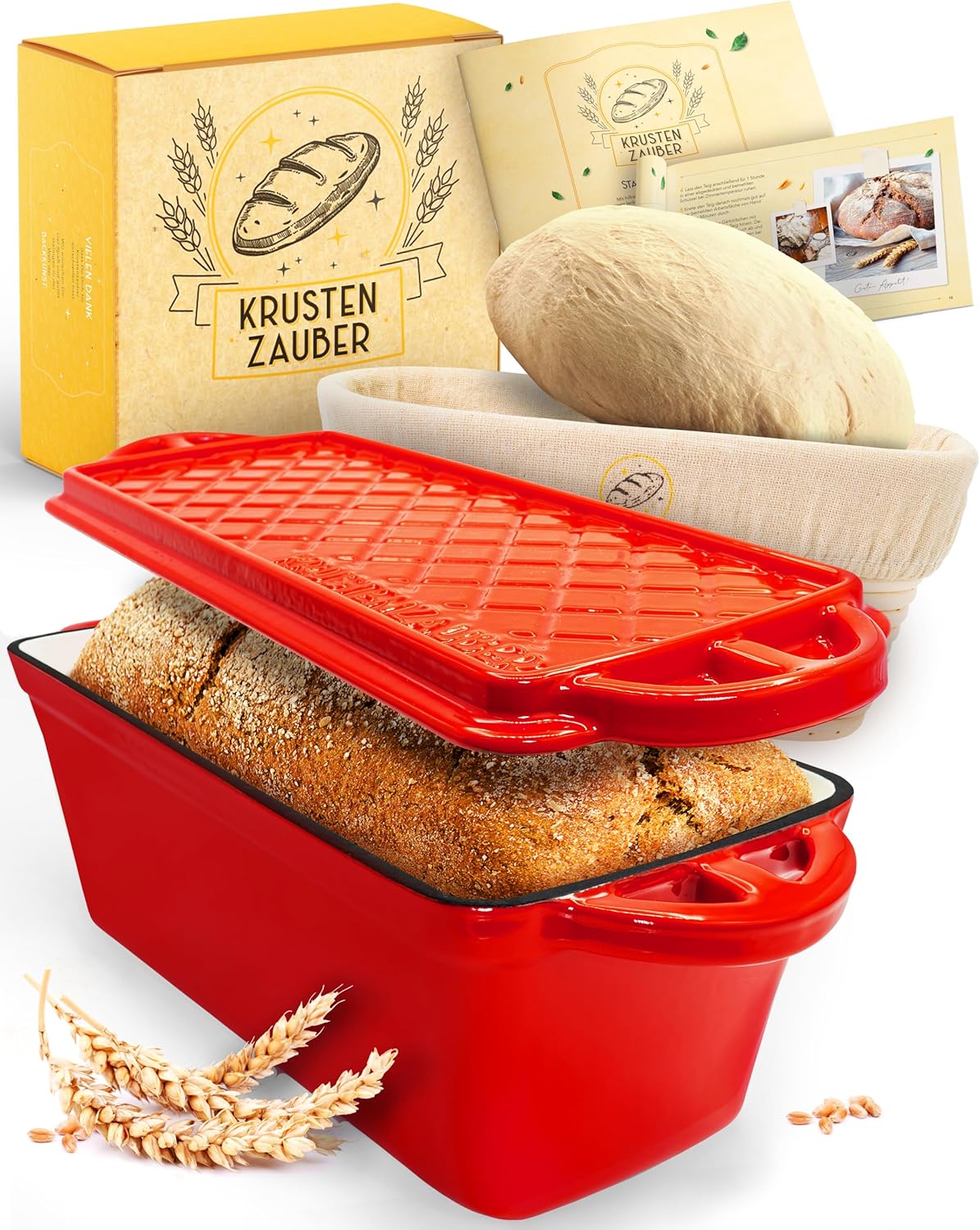 Krustenzauber Stampo Pane Smaltato 28cm con Coperchio - immagine 1