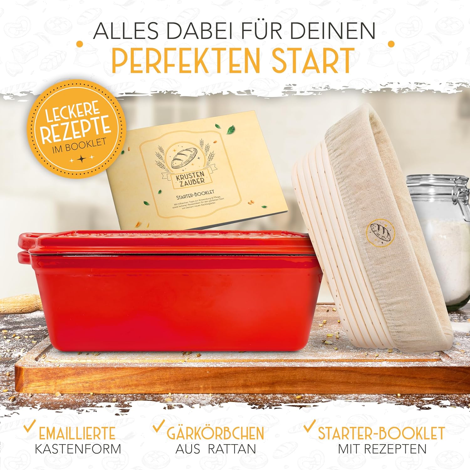 Krustenzauber Stampo Pane Smaltato 28cm con Coperchio - immagine 3