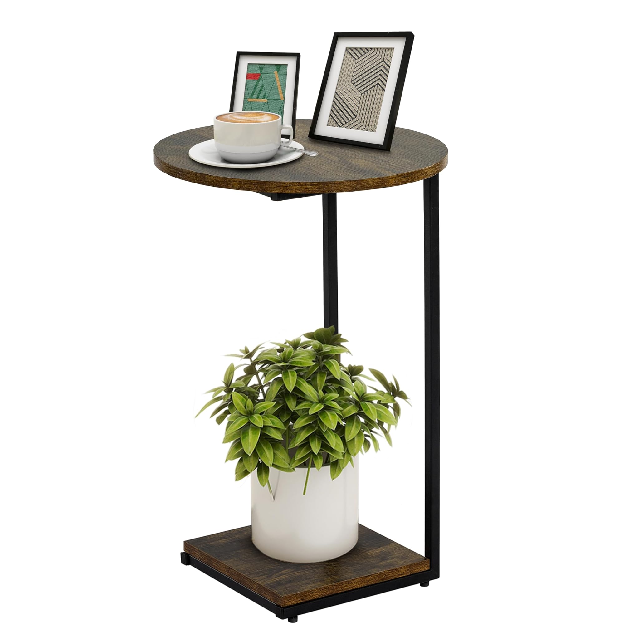 Hdani Tavolo a C Rotondo con Struttura in Metallo