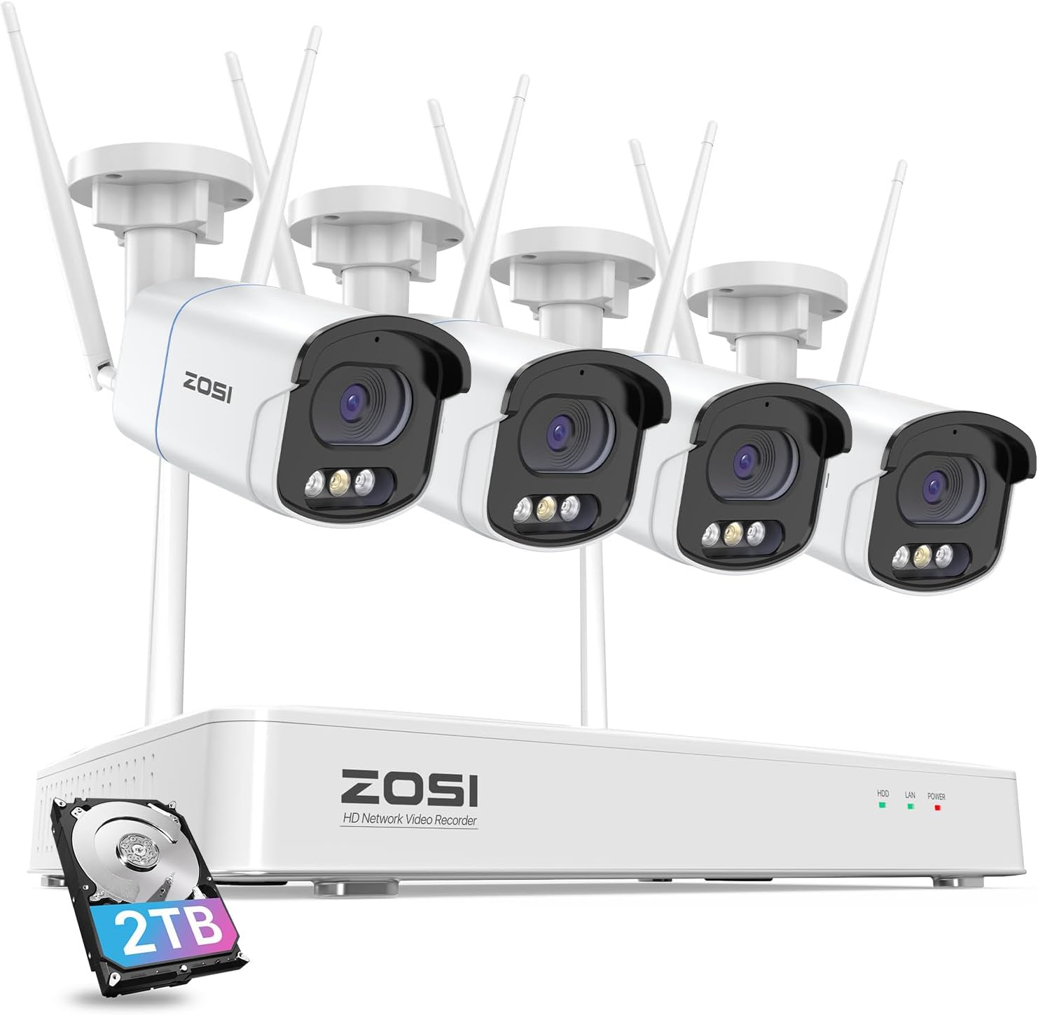 Zosi Kit Videosorveglianza WiFi Esterno 4MP con 4 Telecamere