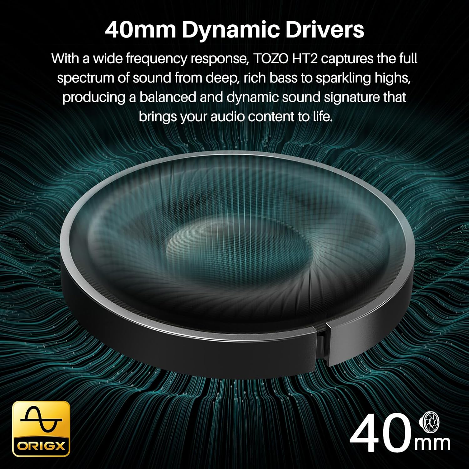 Tozo HT2 Cuffie Bluetooth 5.3 ANC Ibrido, Rosso Intenso - immagine 4