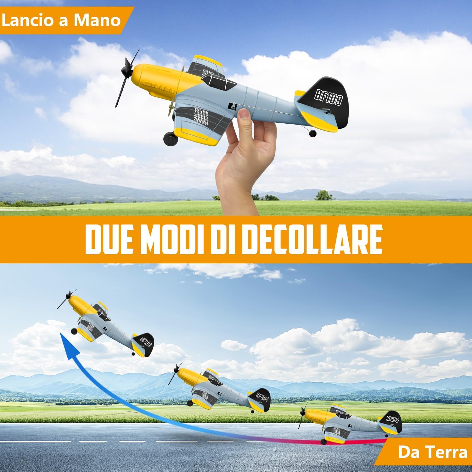 HAWK'S WORK Aereo RC BF-109 3 Canali Pronto al Volo - immagine 3