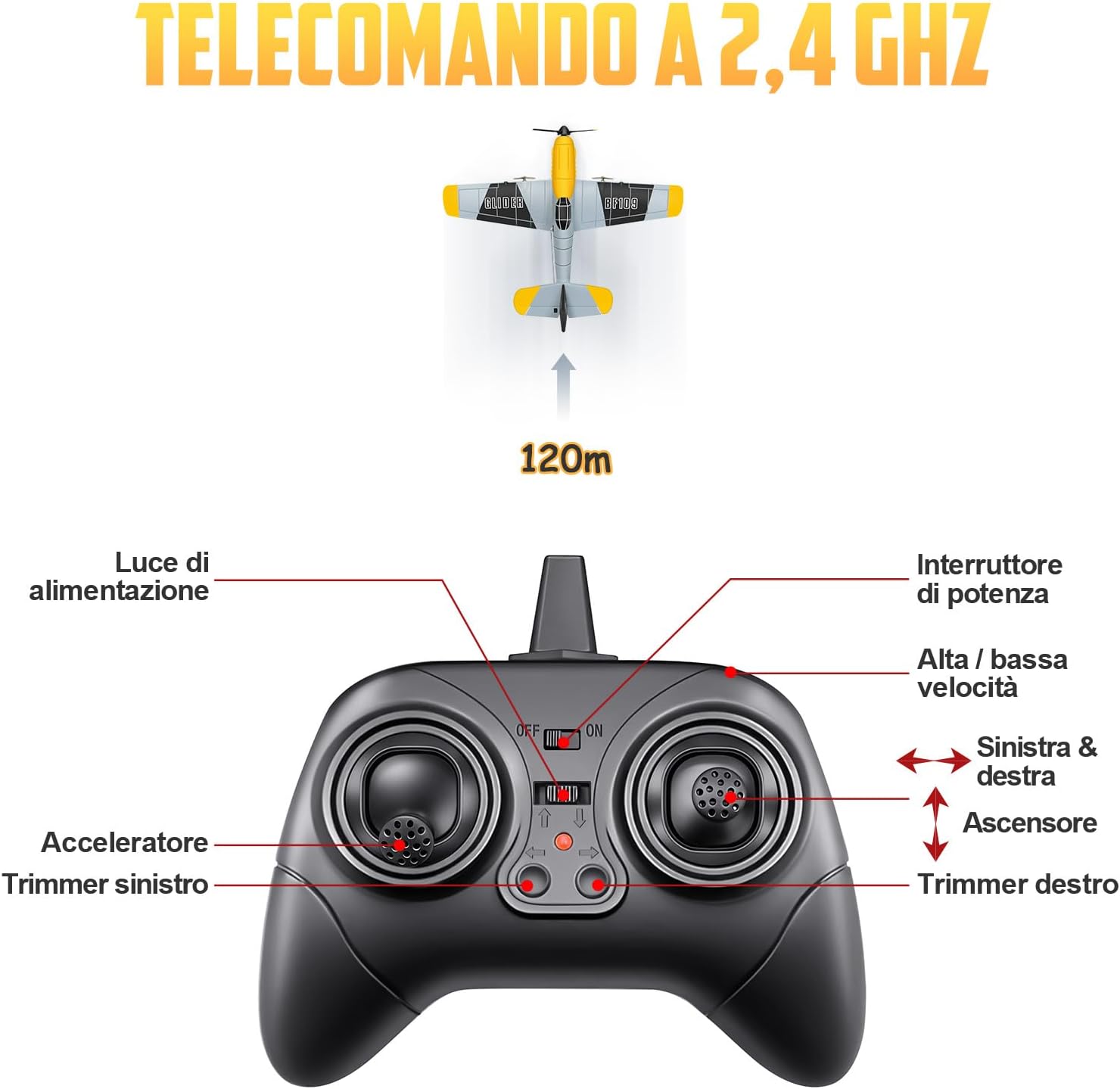 HAWK'S WORK Aereo RC BF-109 3 Canali Pronto al Volo - immagine 6