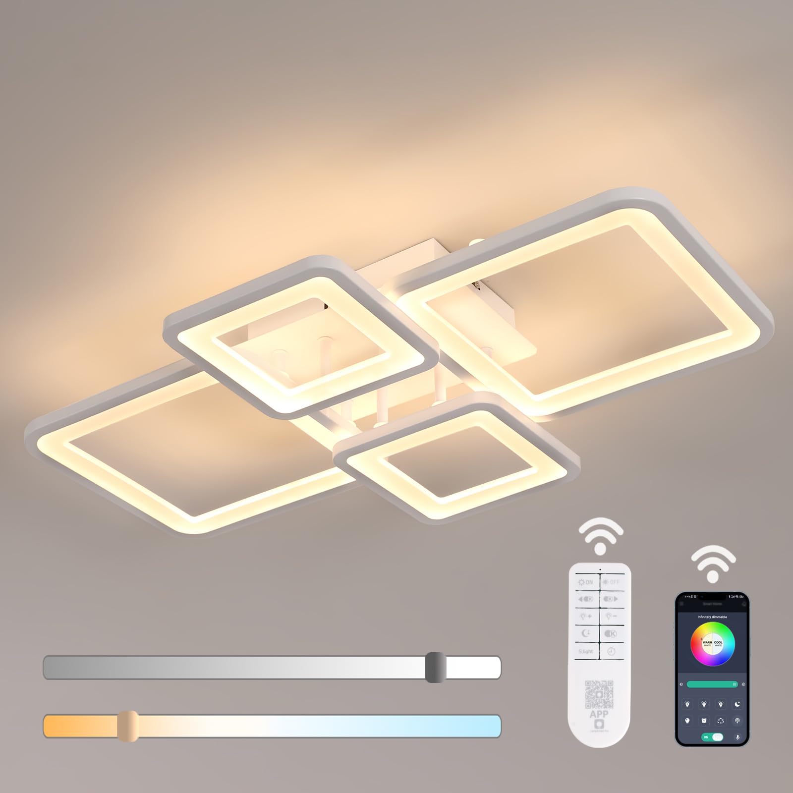 Mckalen Plafoniera LED Soffitto Dimmerabile 62CM 54W