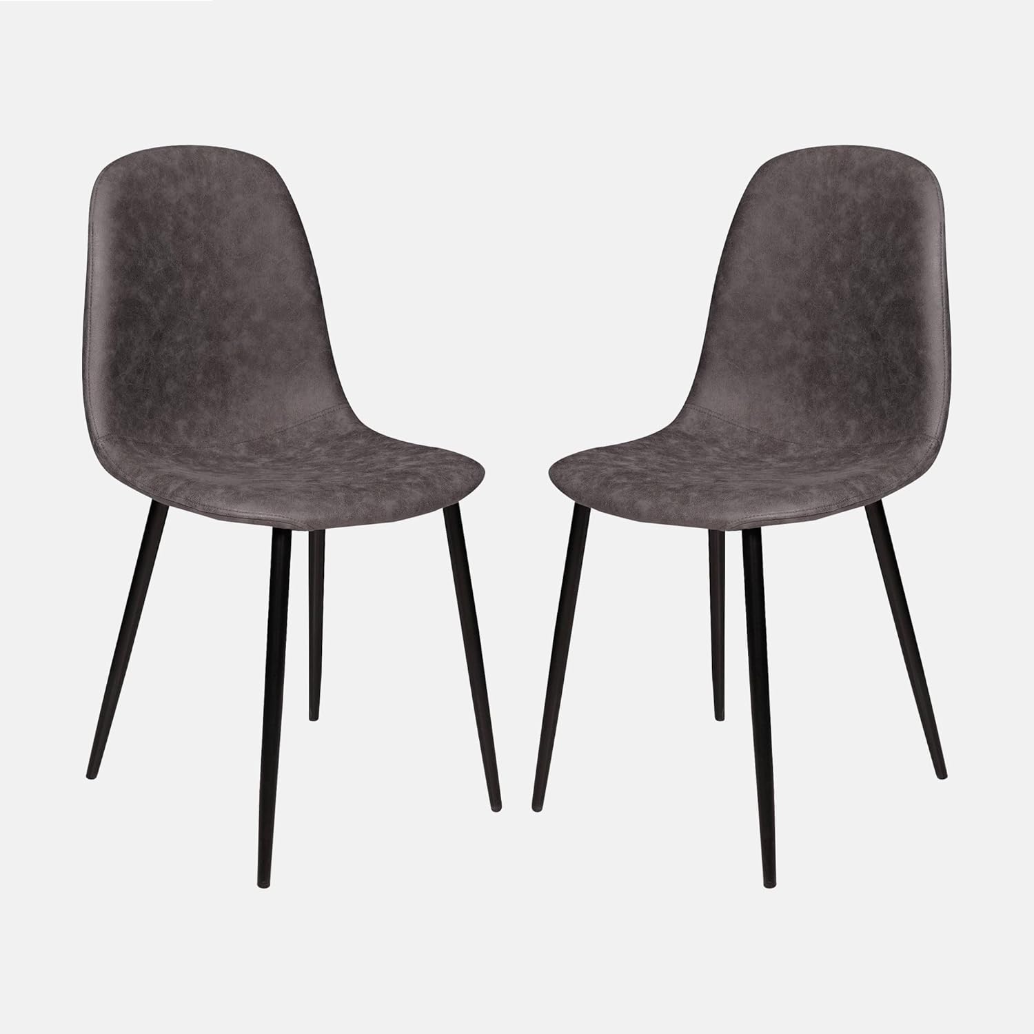 Dmora Set 2 Sedie Moderne in Ecopelle 56x45h87 cm, Grigio