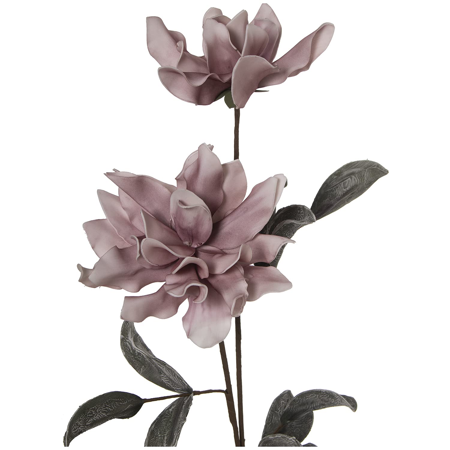 DRW Set di 8 Rami con 2 Fiori di Gomma Eva e Carta Rosa 105 cm