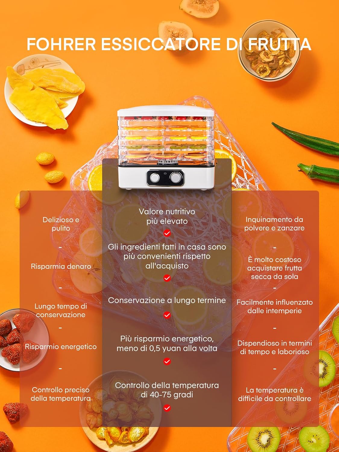 Fohere Essiccatore Multifunzionale 5 Ripiani - immagine 3