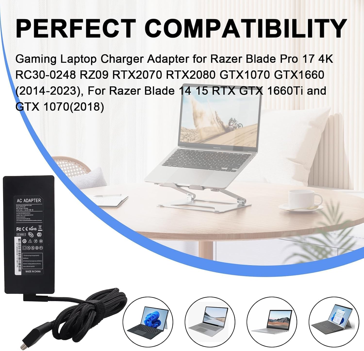 Mxjfyy Adattatore Caricabatterie 230W per Laptop Gaming Razer - immagine 3