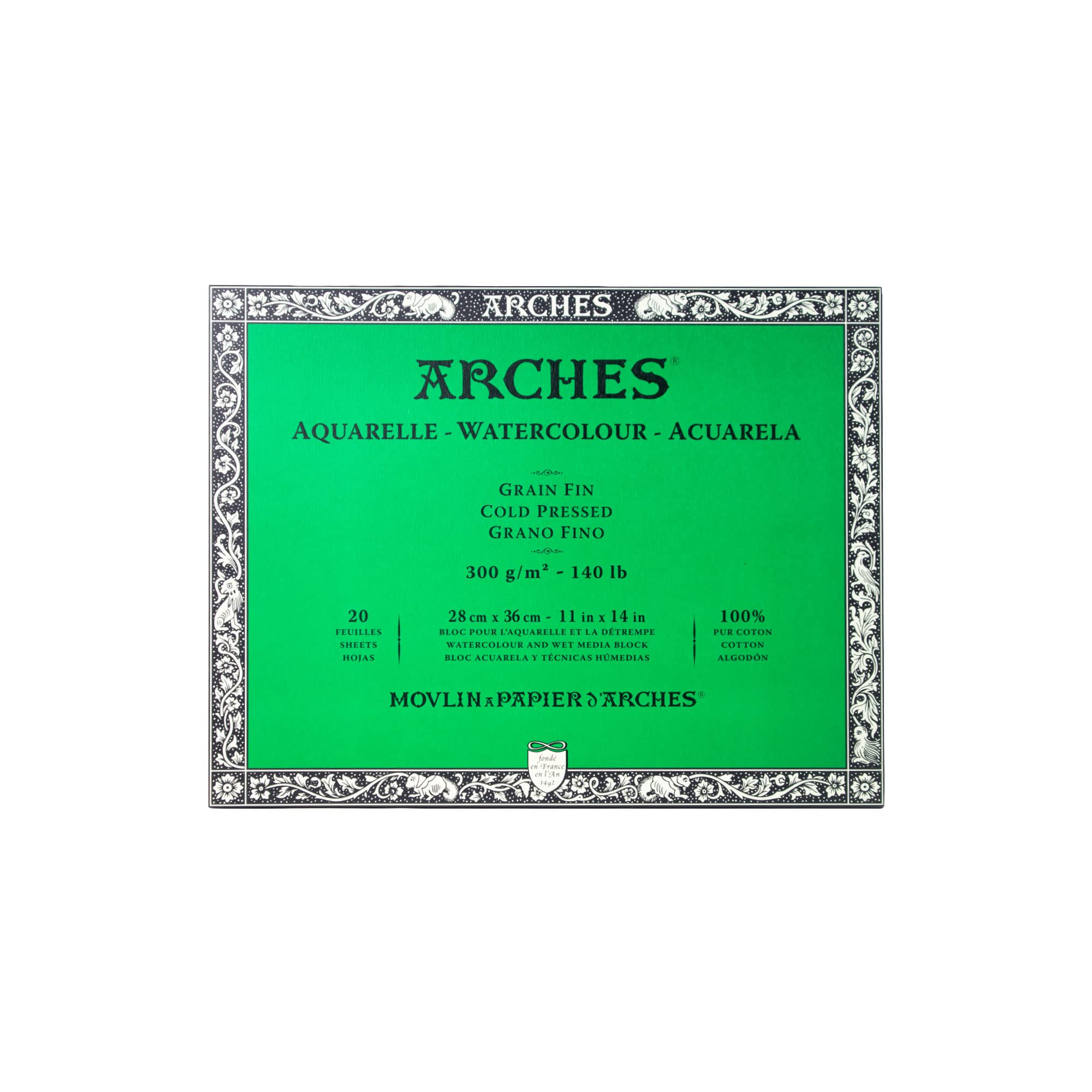 Arches Blocco Acquarello Grana Fine 300Gr 28X36cm 20 Fogli