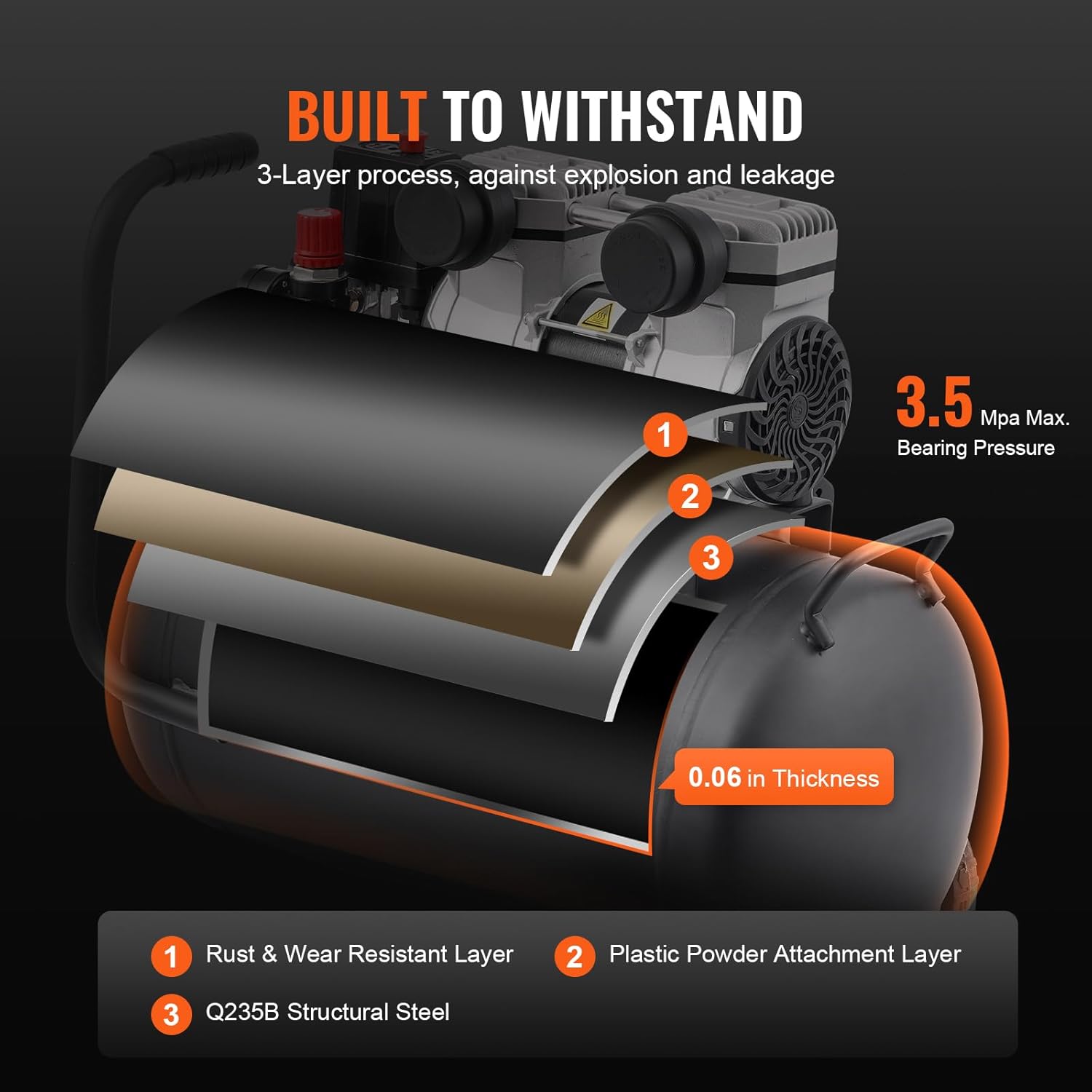 Vevor Compressore d'Aria Senza Olio 30L - immagine 5