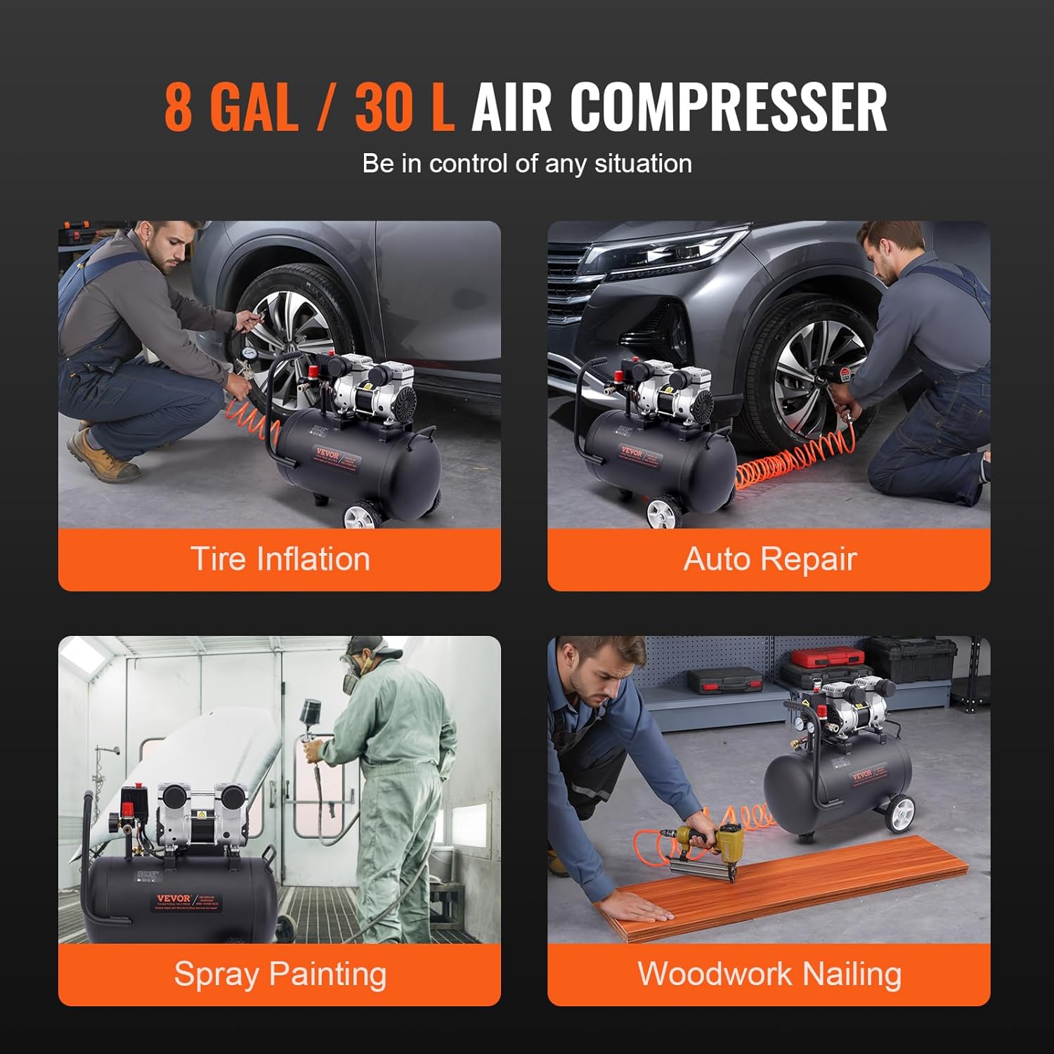 Vevor Compressore d'Aria Senza Olio 30L - immagine 6