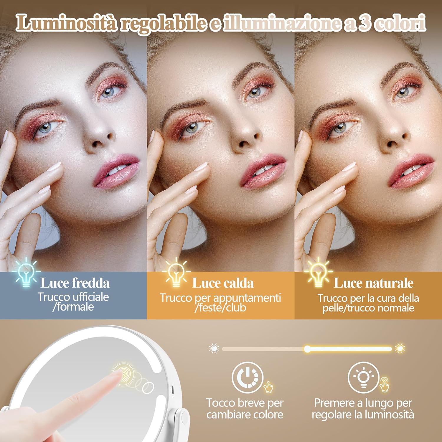 Momokuba Specchio Trucco Ingranditore 20x con Luci 8" - immagine 3