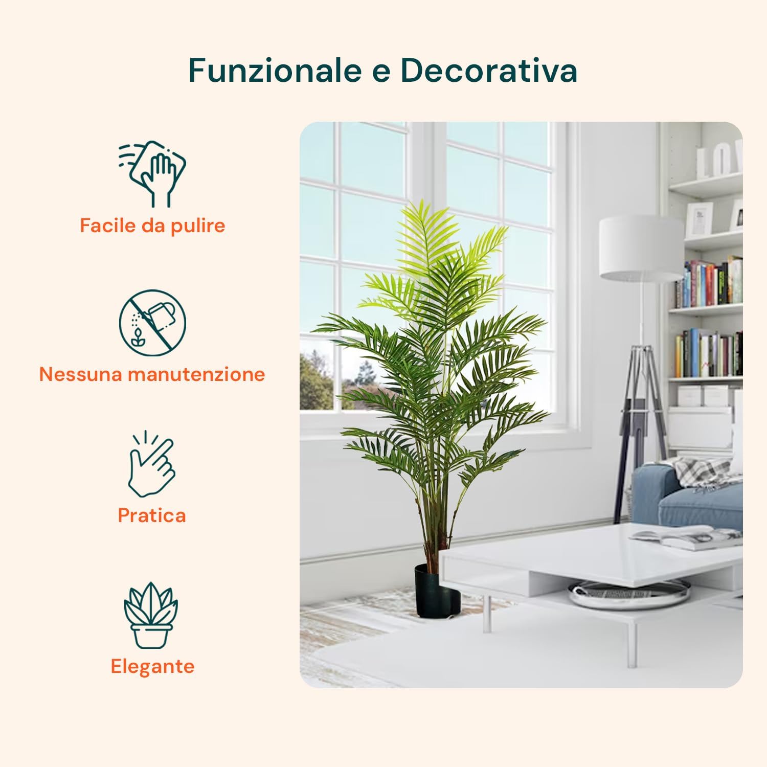 Avilia Palma Areca Artificiale 160 cm con Vaso - immagine 5