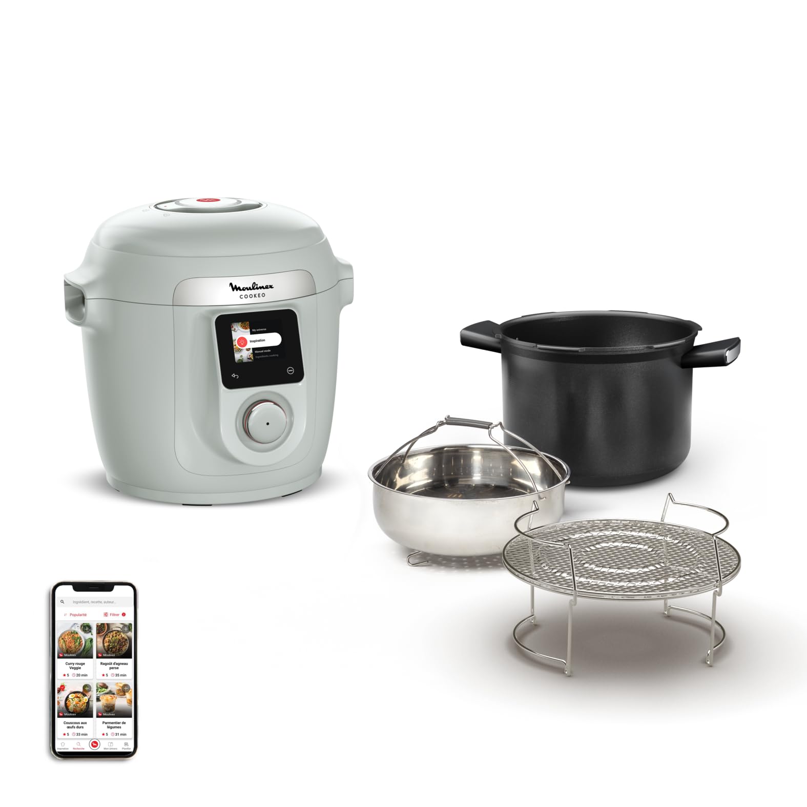 Moulinex Cookeo Wifi 10 in 1, multicooker intelligente ad alta pressione, 10 modalità di cottura, veloce, senza sorveglianza, guida passo a passo, 6 l, CE96G310