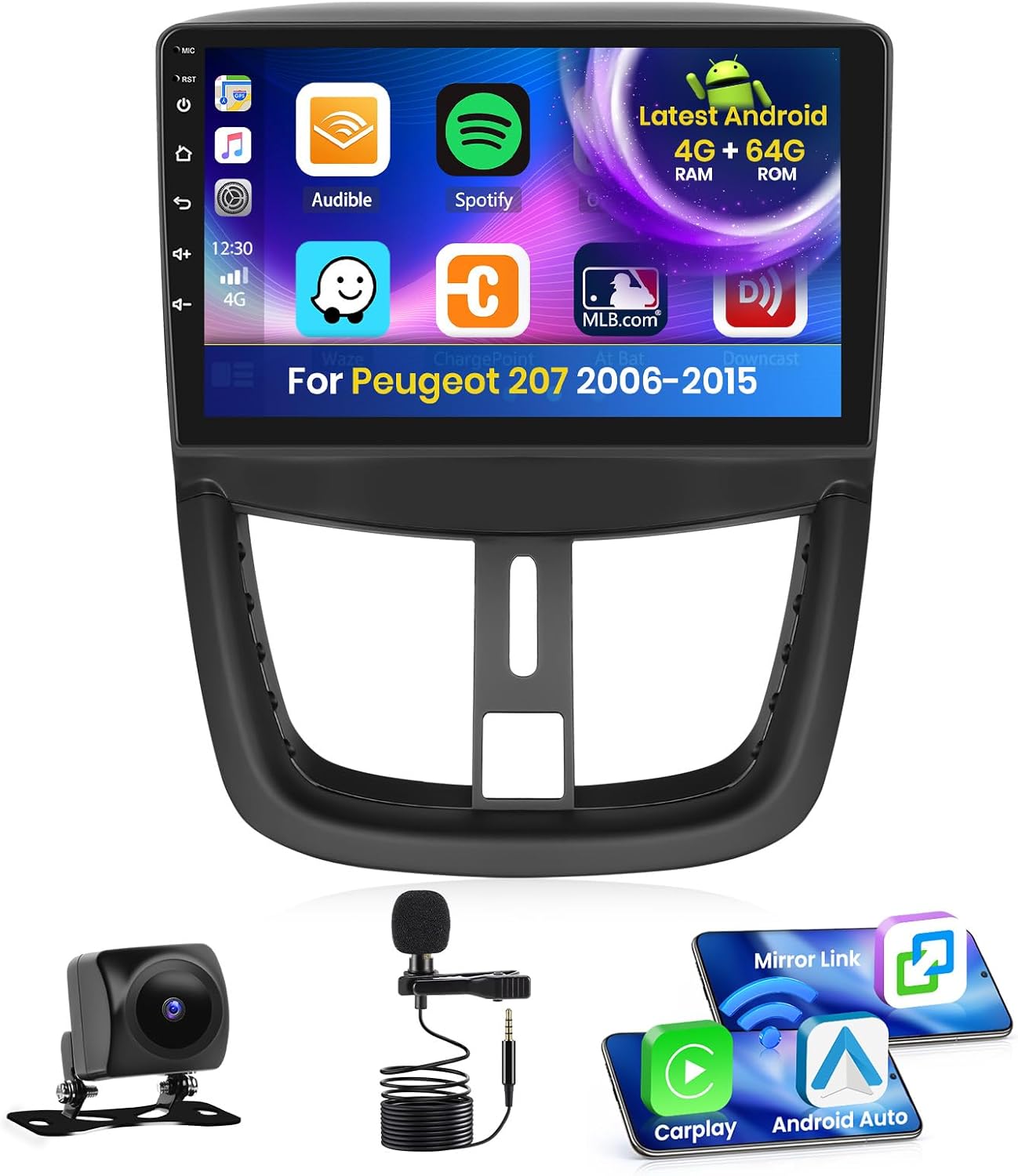 Inefala Autoradio Android 15 per Peugeot 207 (4+64G) - immagine 1