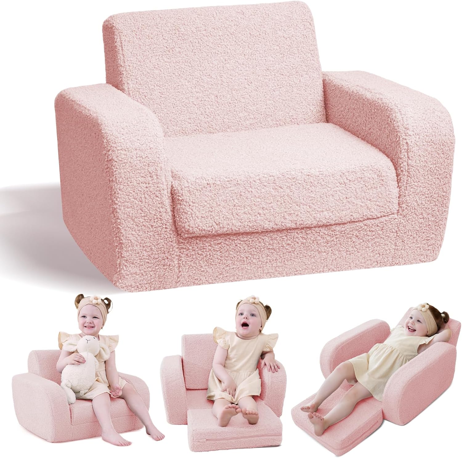 Kidbloom Divanetto per Bambini 3 in 1 Rosa - immagine 1