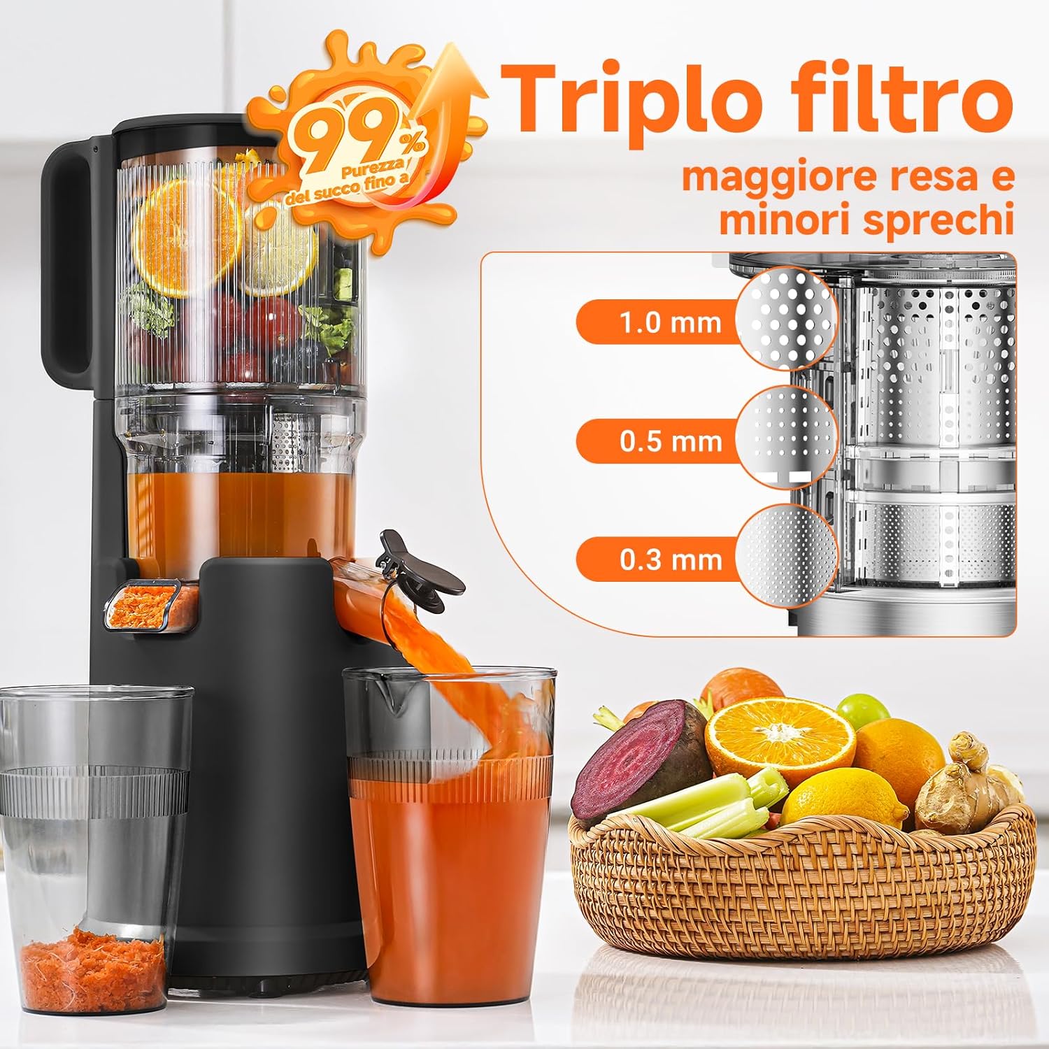 AOBOSI Estrattore Frutta e Verdura 200W - immagine 6