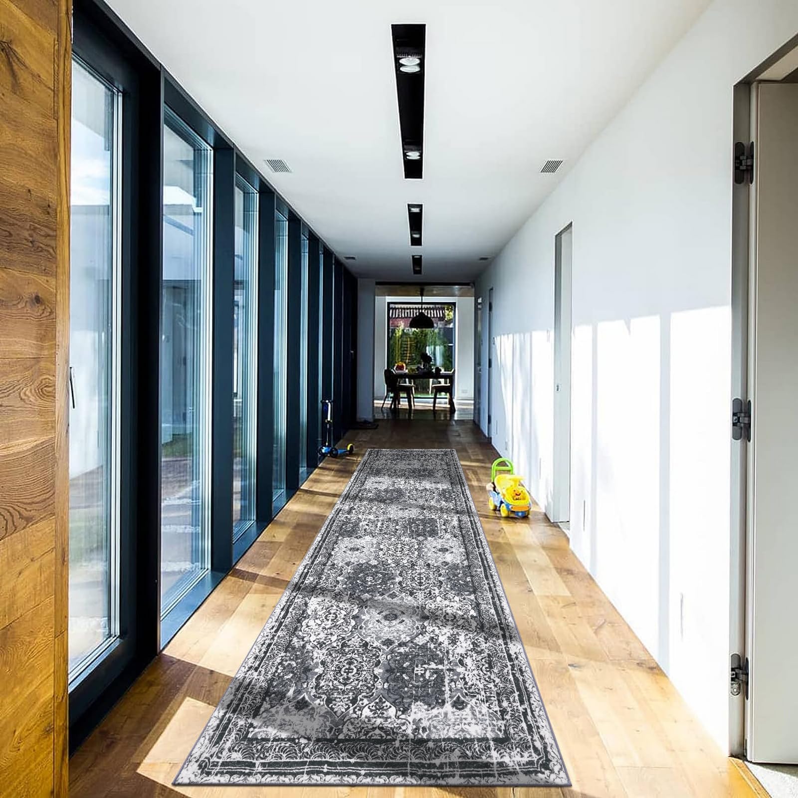 Enyhom Tappeto per Corridoio 80 x 300 cm, Grigio Scuro