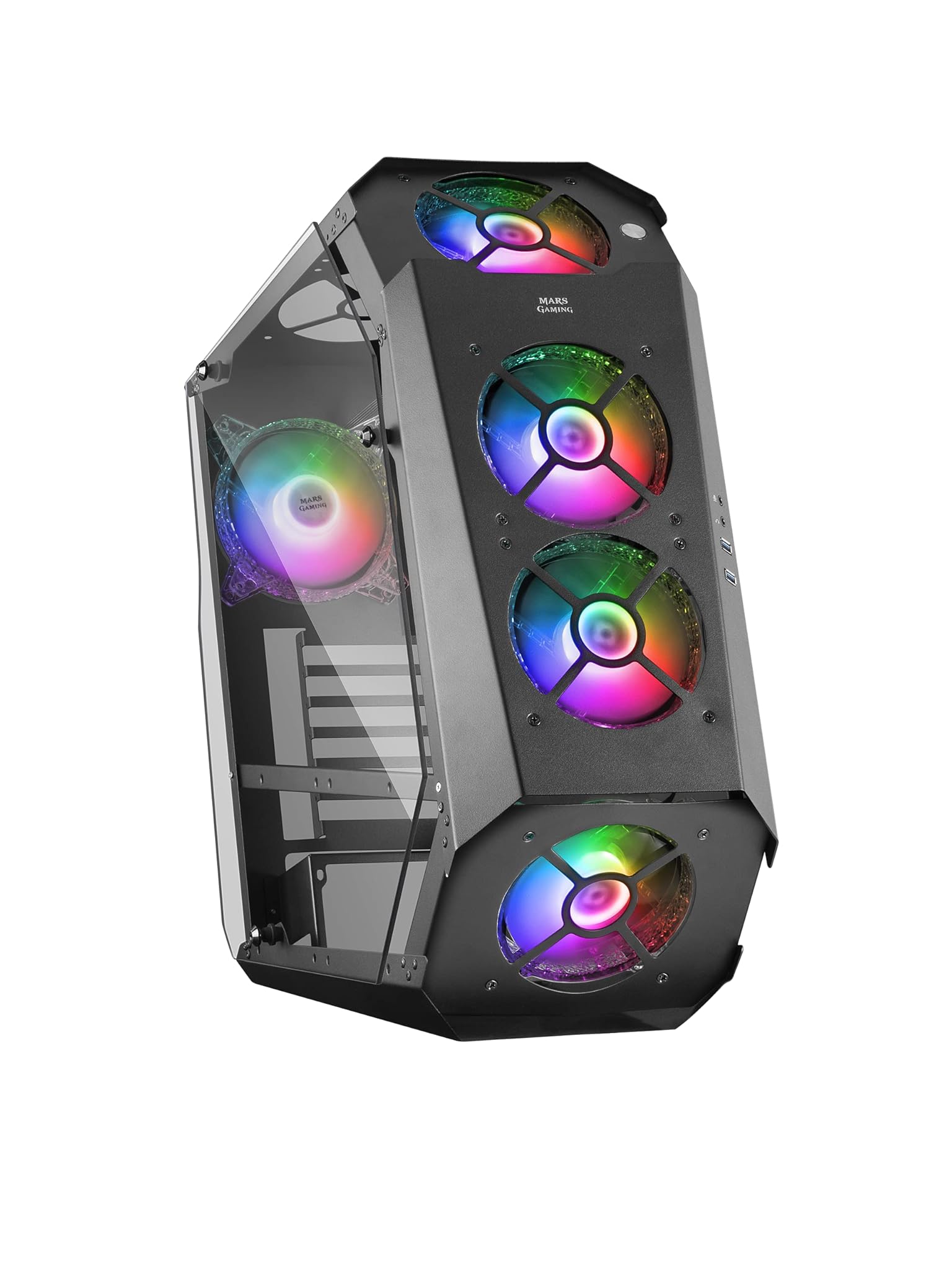MARSGAMING MC51 - Custodia PC ATX con 5 Ventole RGB, Nero