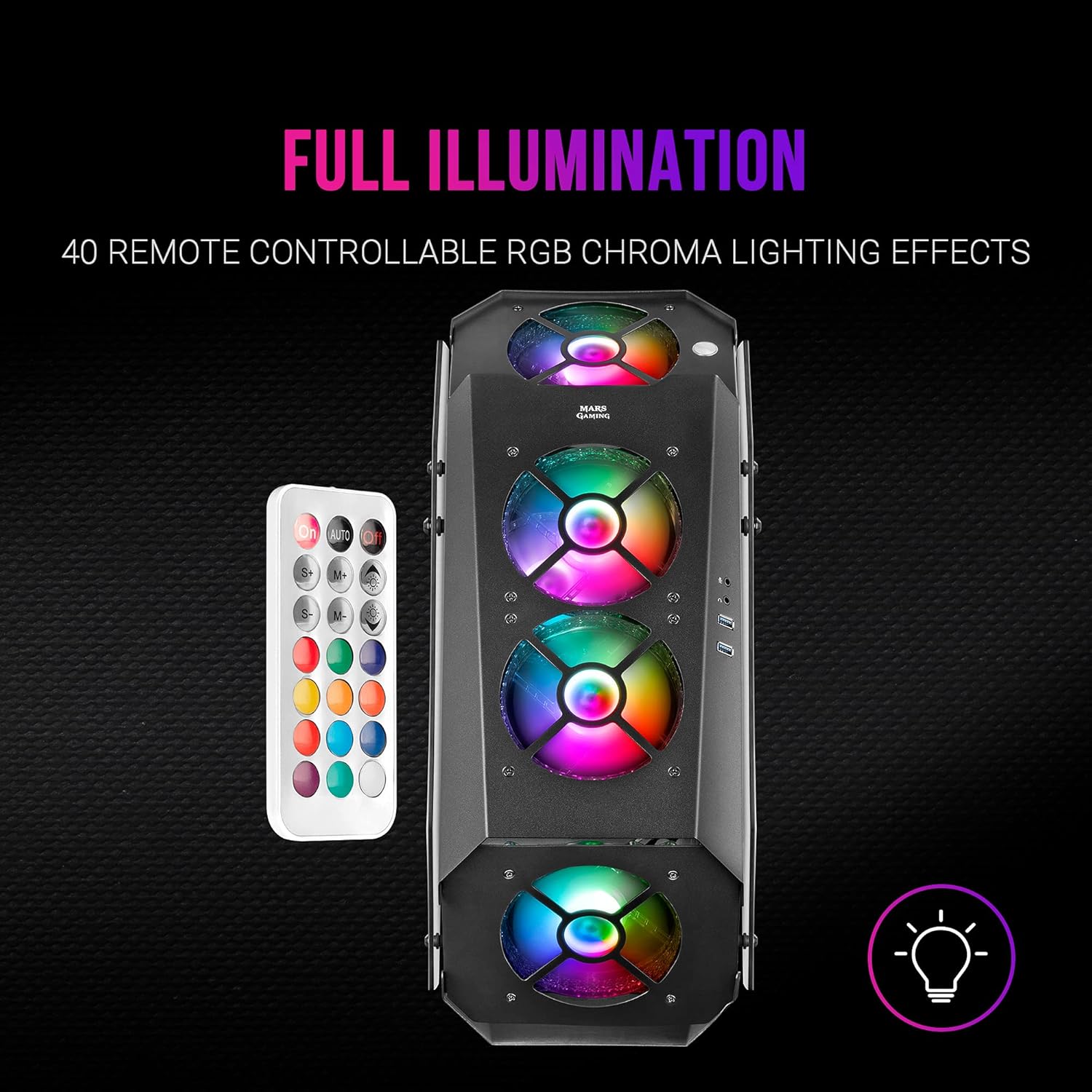 MARSGAMING MC51 - Custodia PC ATX con 5 Ventole RGB, Nero - immagine 3