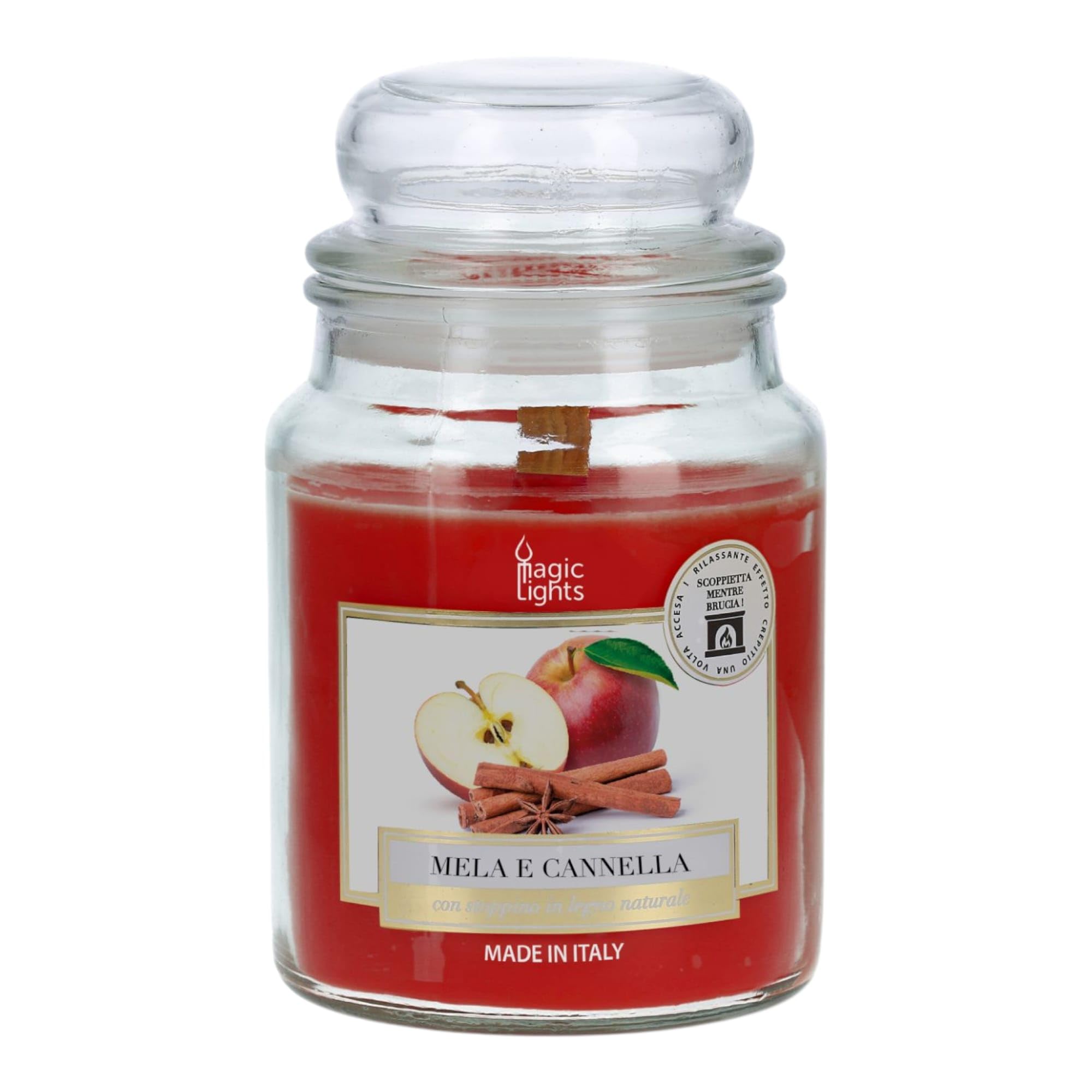 Candela Profumata Mela e Cannella 510g - 90h Lunga Durata