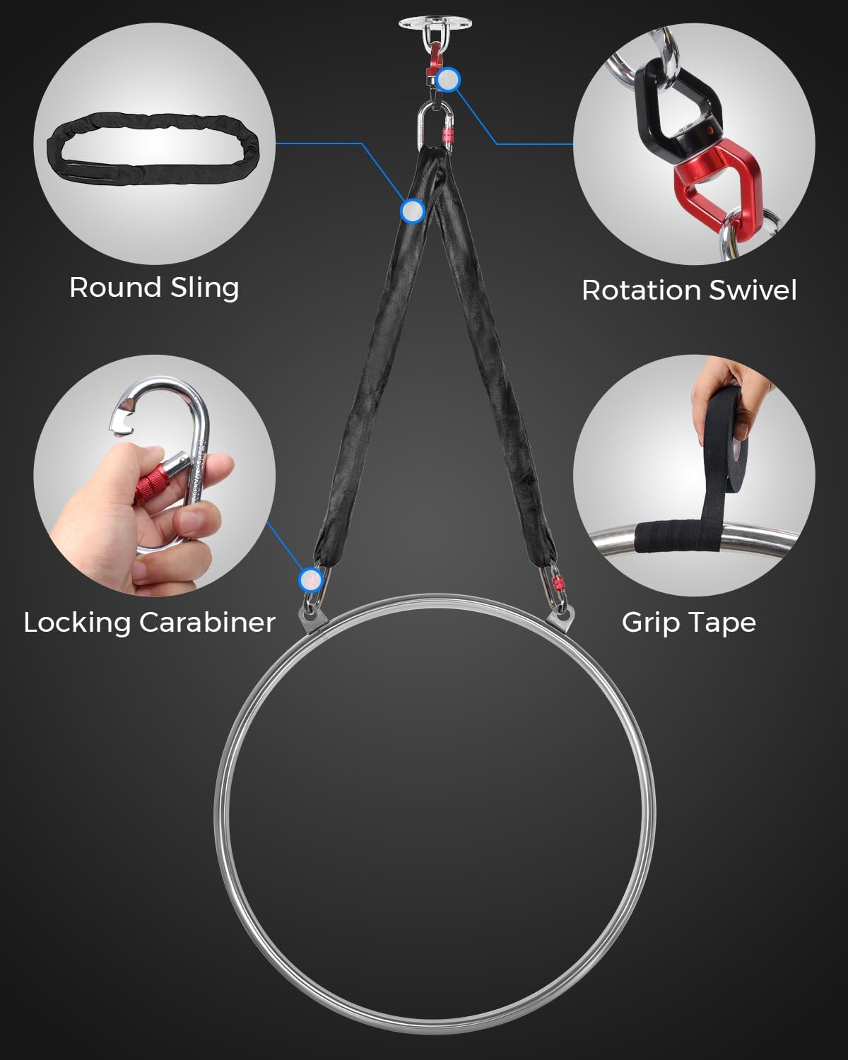 Dasking Cerchio Aereo 2 Punti in Acciaio Inox - immagine 5