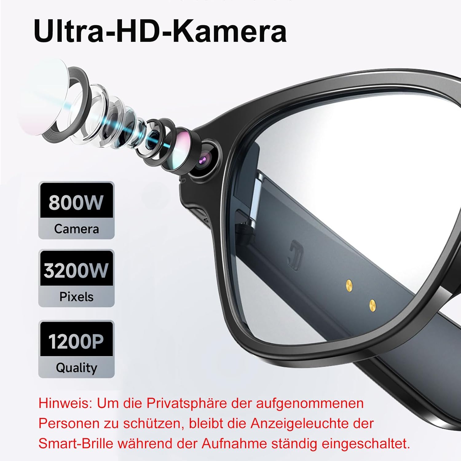 AI Occhiali con Fotocamera 4K Smart Glasses - immagine 2