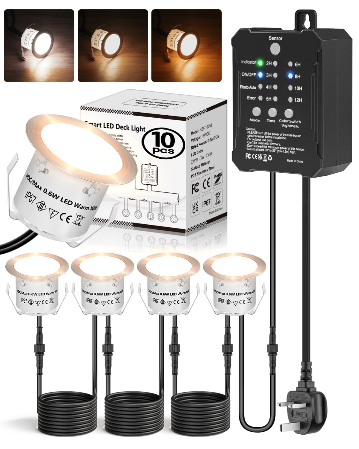 Luci LED per Terrazze 10 Pezzi 3 Colori con Timer