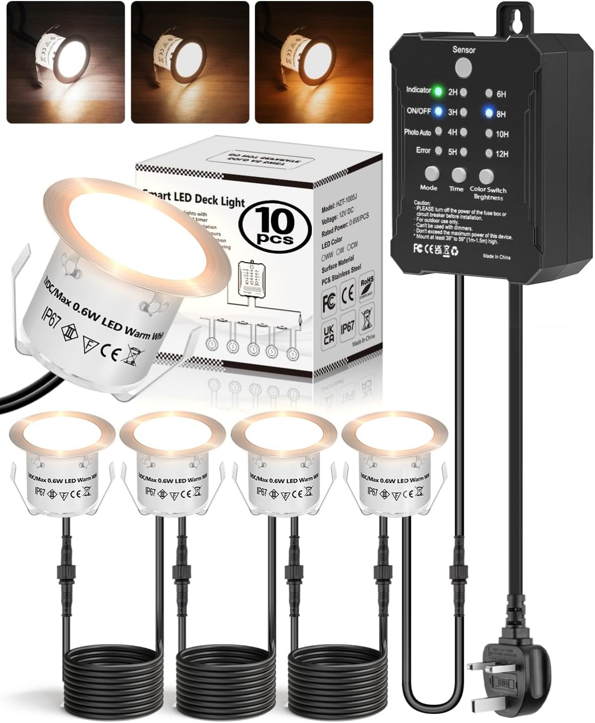 Luci LED per Terrazze 10 Pezzi 3 Colori con Timer - immagine 1