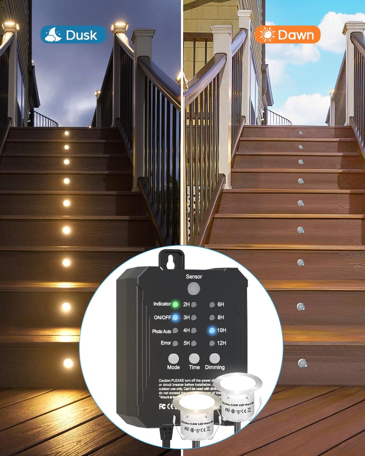 Luci LED per Terrazze 10 Pezzi 3 Colori con Timer - immagine 6