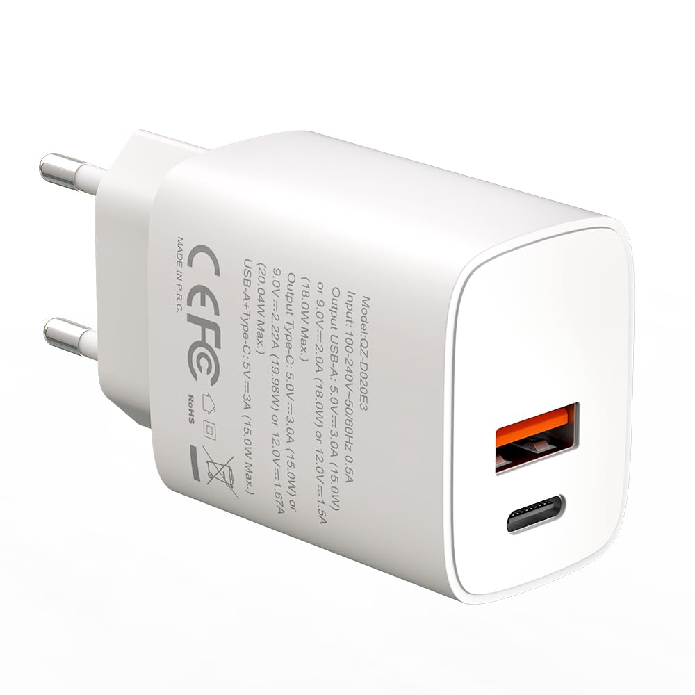 Caricatore USB C PD20W+QC3.0 Standard Europeo