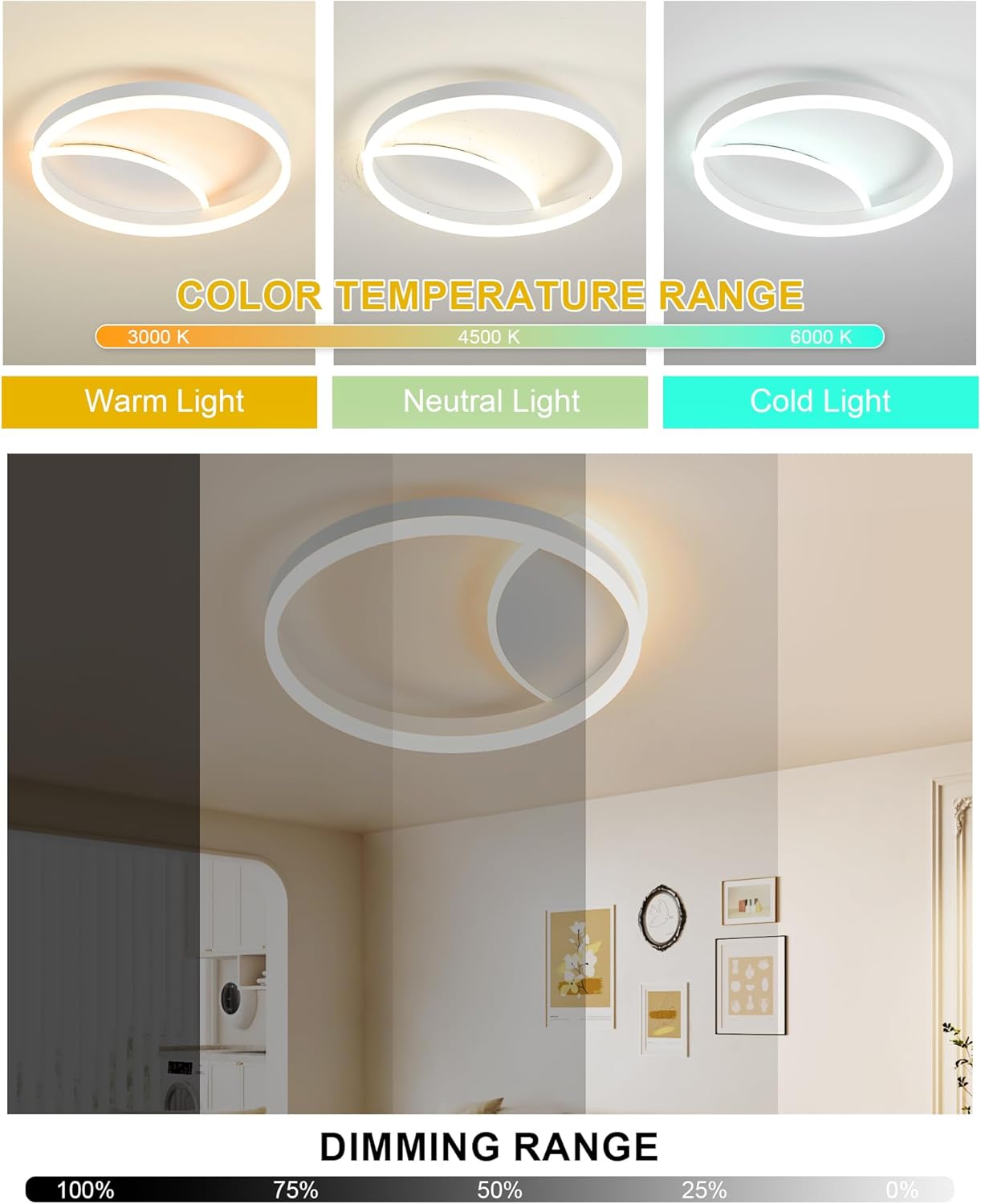 Mounm Plafoniera LED Soffitto Dimmerabile 36W 40x40cm - immagine 2