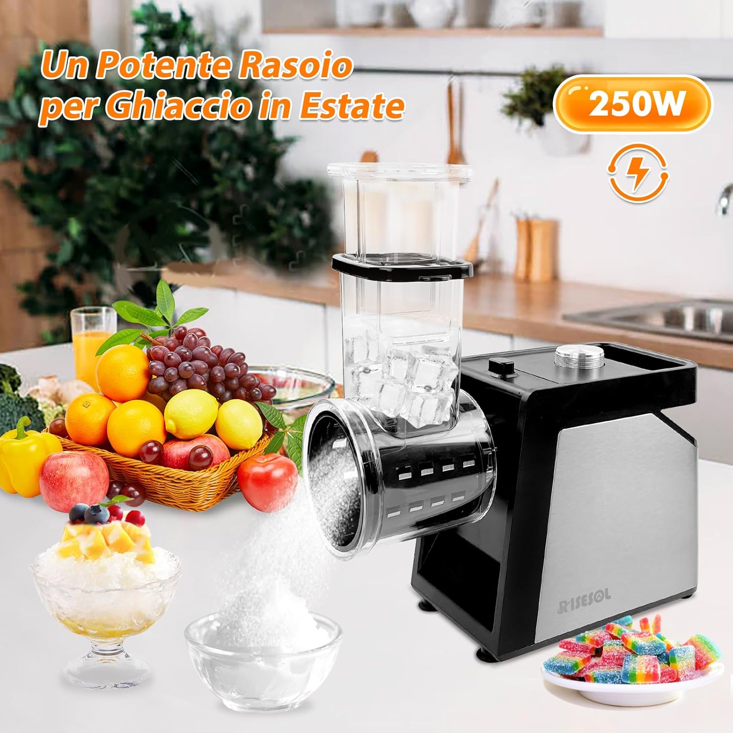 Risesol Affetta Verdure Elettrico 7 in 1, 250W - immagine 2