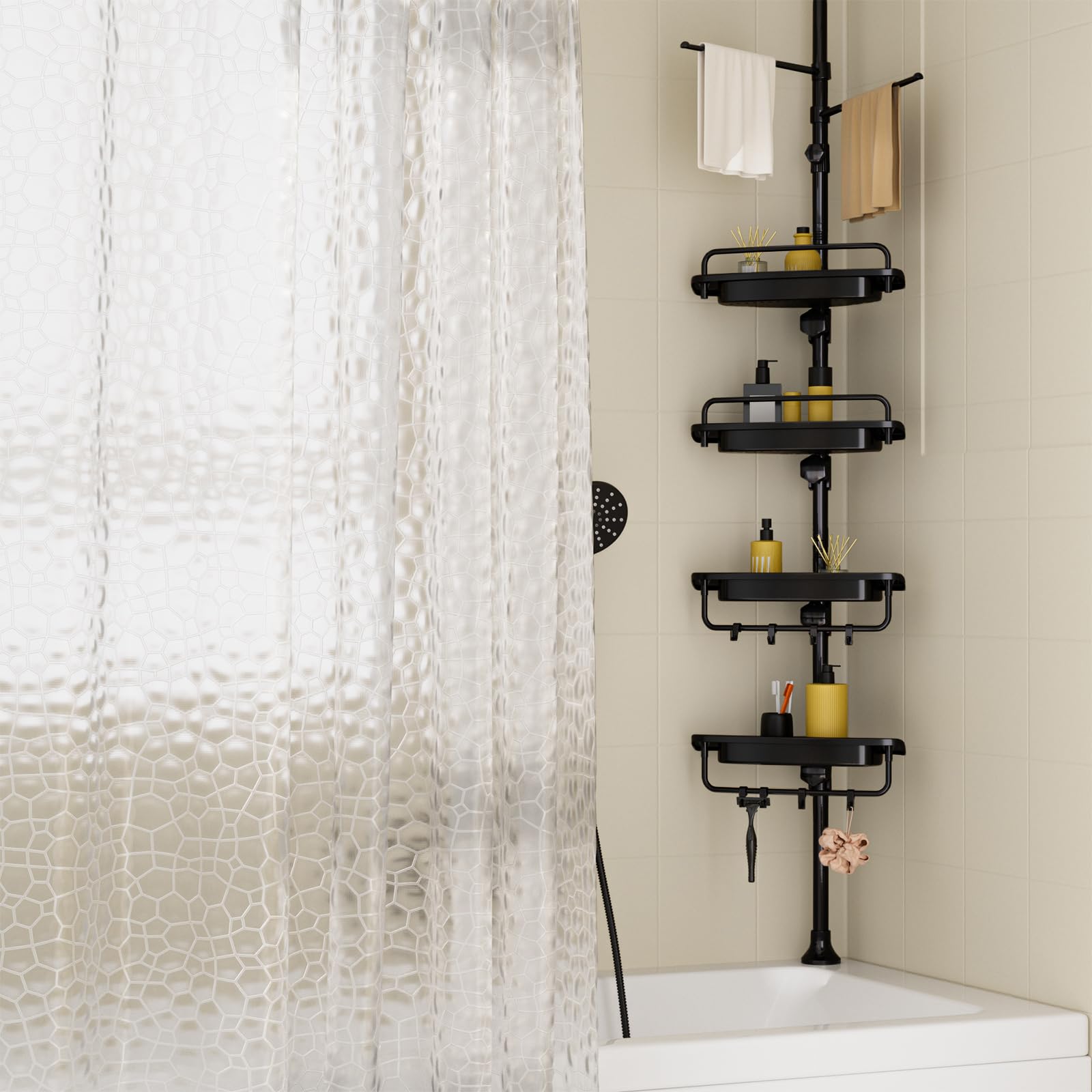 Mensola Angolare Doccia con Asta Tensione 81,3-309,9 cm