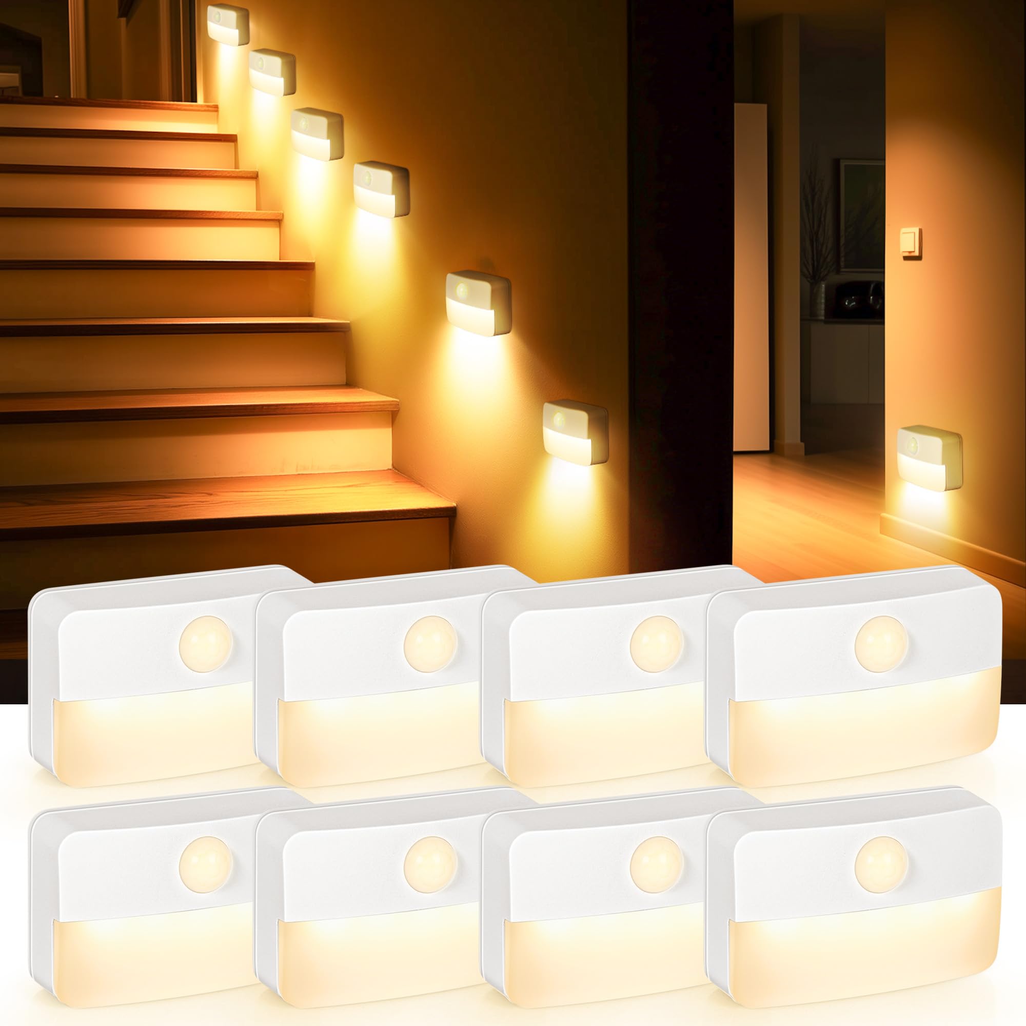 Luce LED per Scale con Sensore di Movimento, 8 Pezzi | Rinfency | Velz