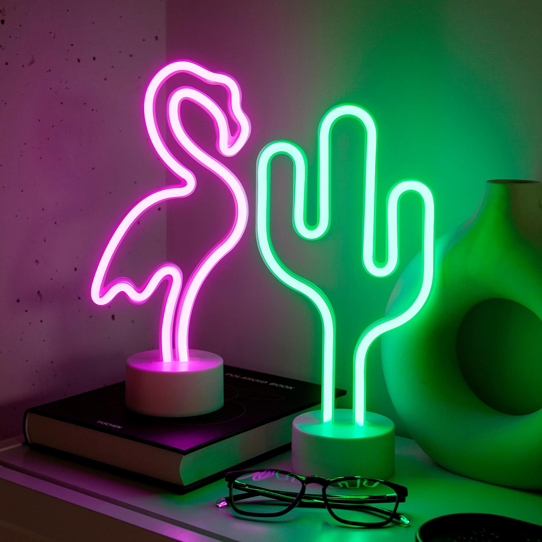 Nelux 2 Cactus e Fenicottero - Lampada Neon LED Gaming
