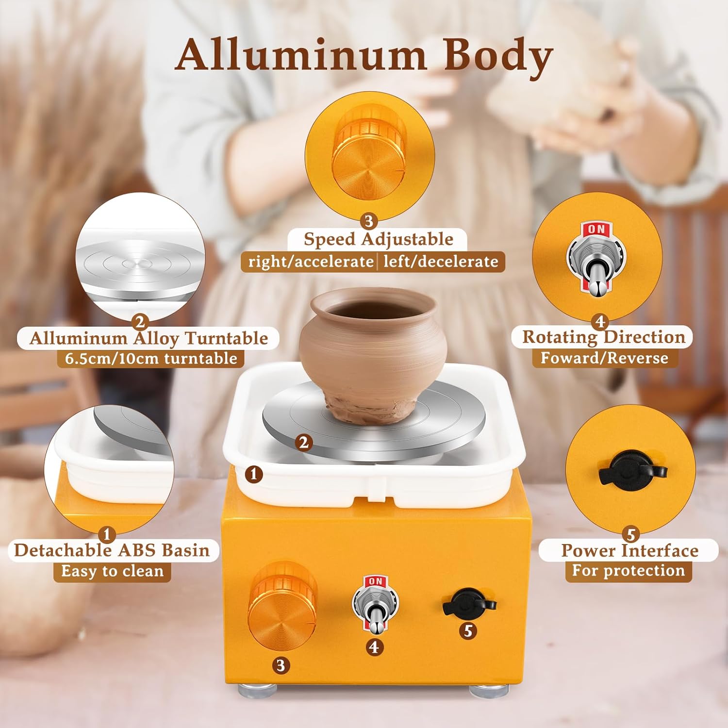 Kooeuru Tornio per Ceramica 2000 giri/min, Giallo - immagine 2